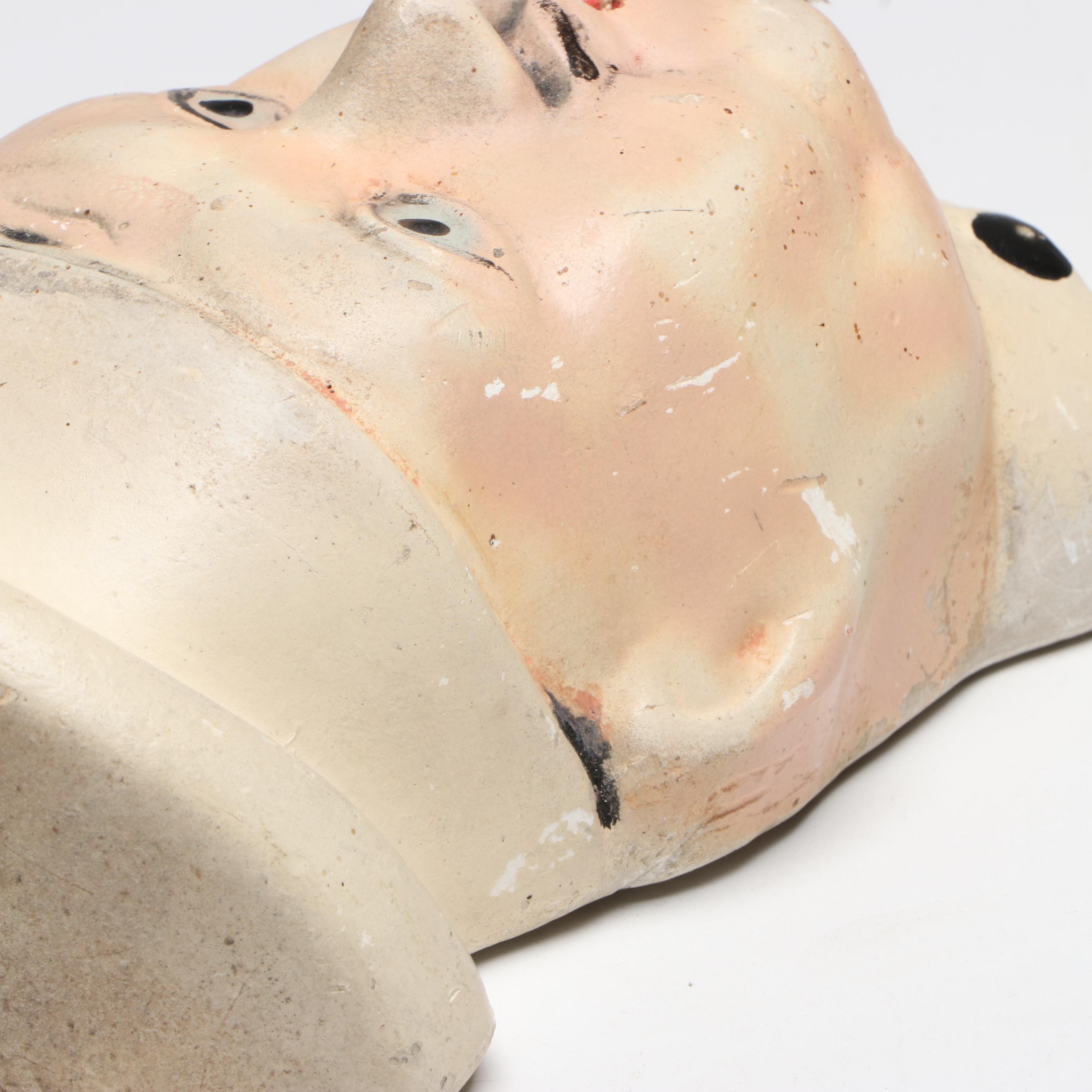 Vintage Chalkware Chef's Head String Keeper