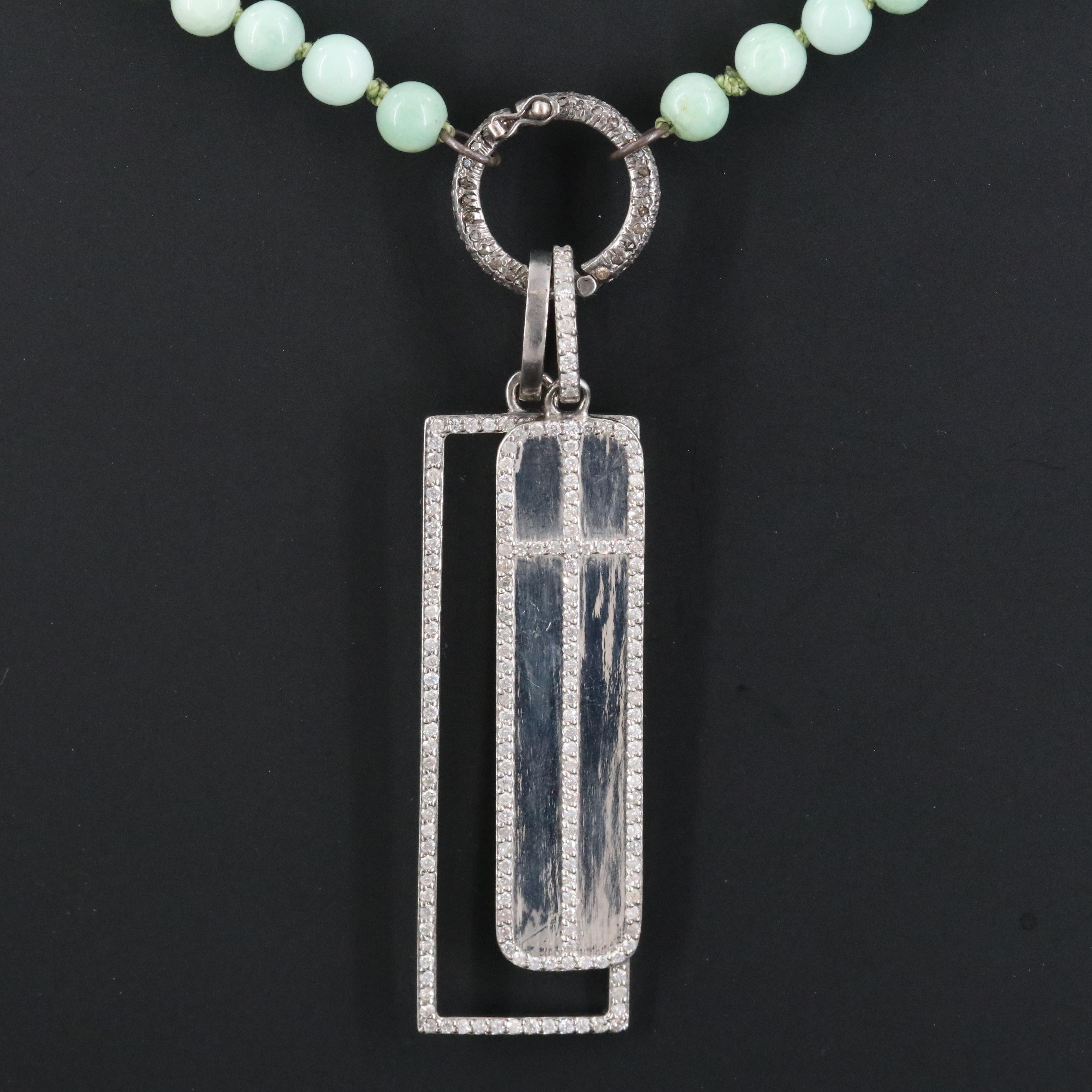 Sheryl Lowe Sterling Cross and Rectangular Pendants with Chalcedony Necklace