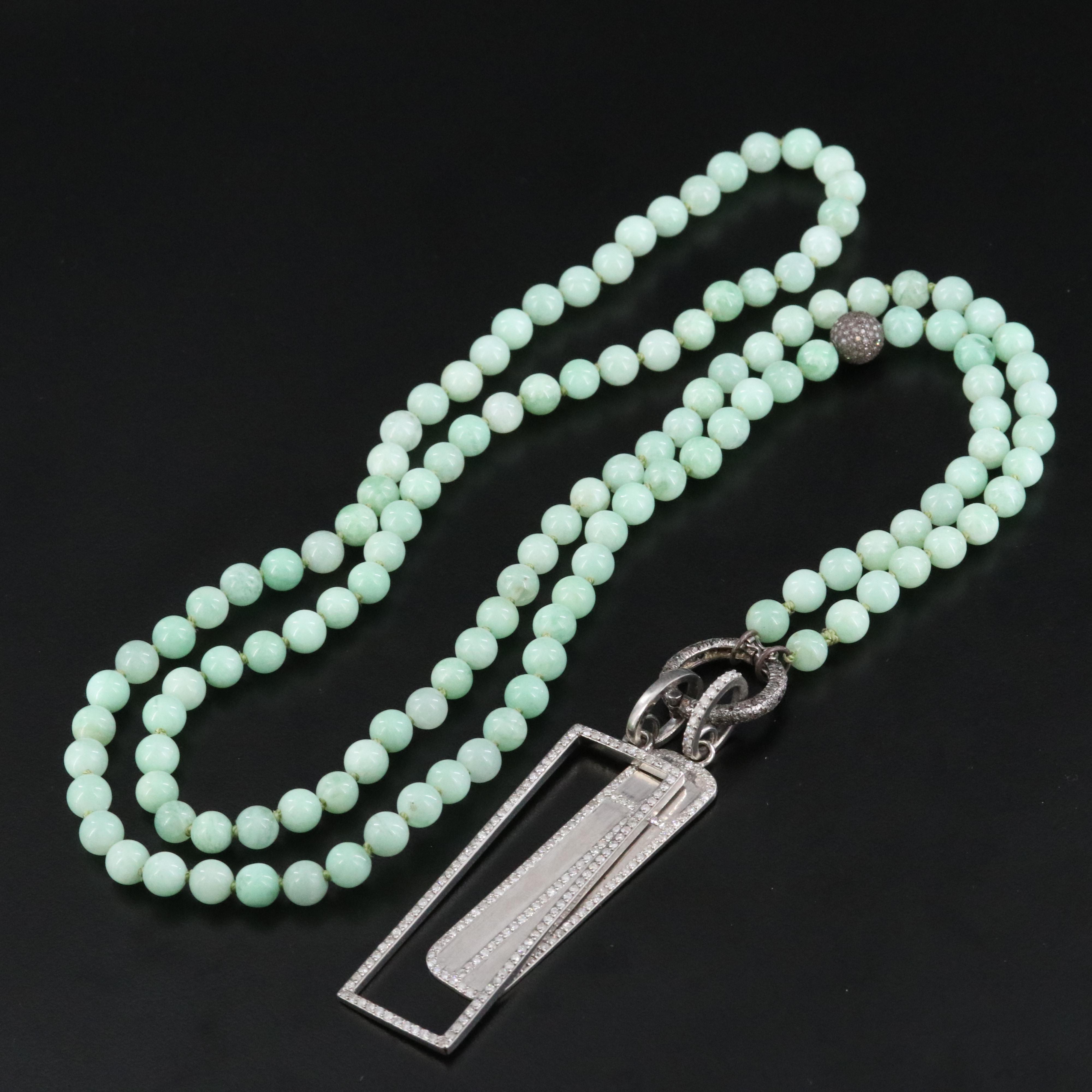 Sheryl Lowe Sterling Cross and Rectangular Pendants with Chalcedony Necklace