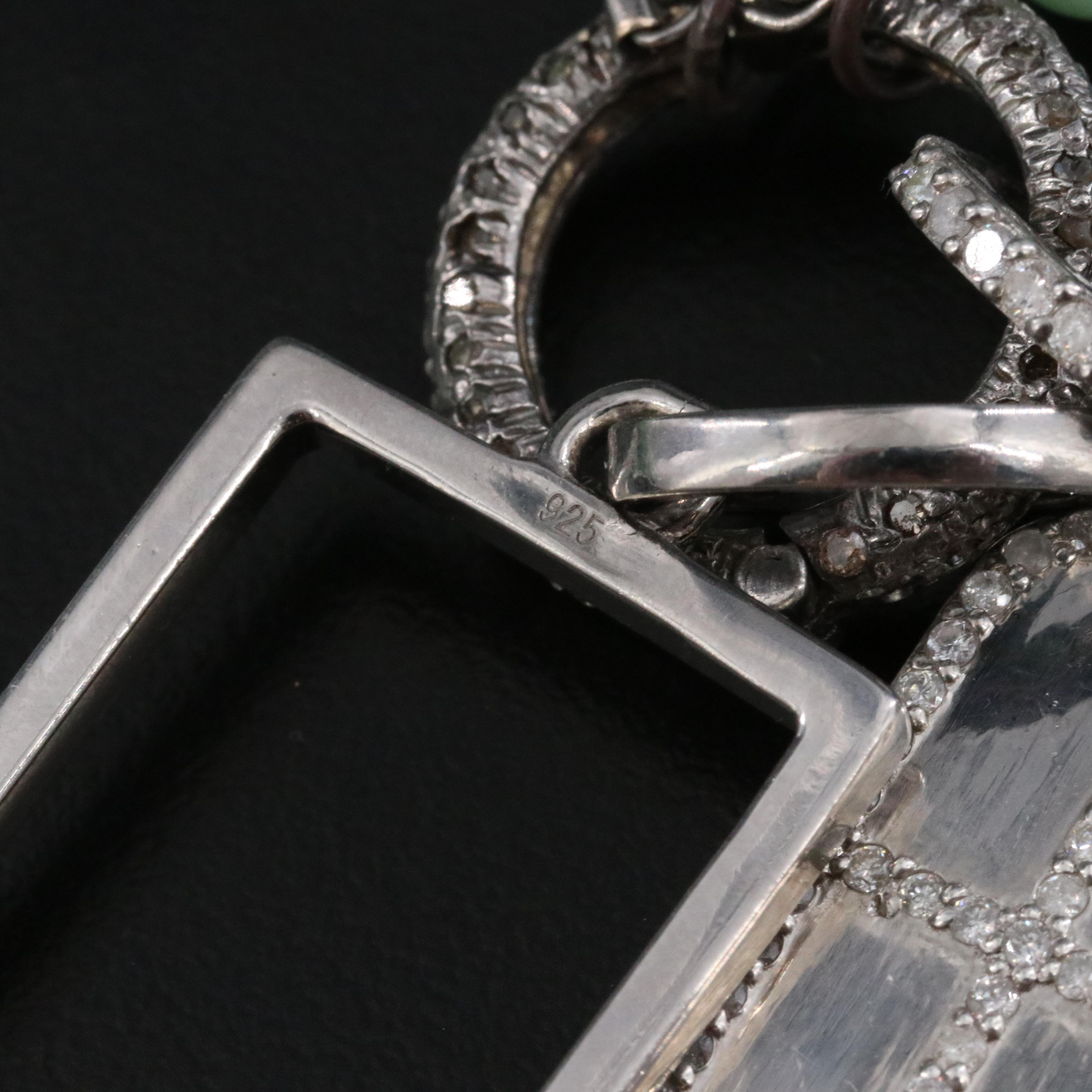 Sheryl Lowe Sterling Cross and Rectangular Pendants with Chalcedony Necklace