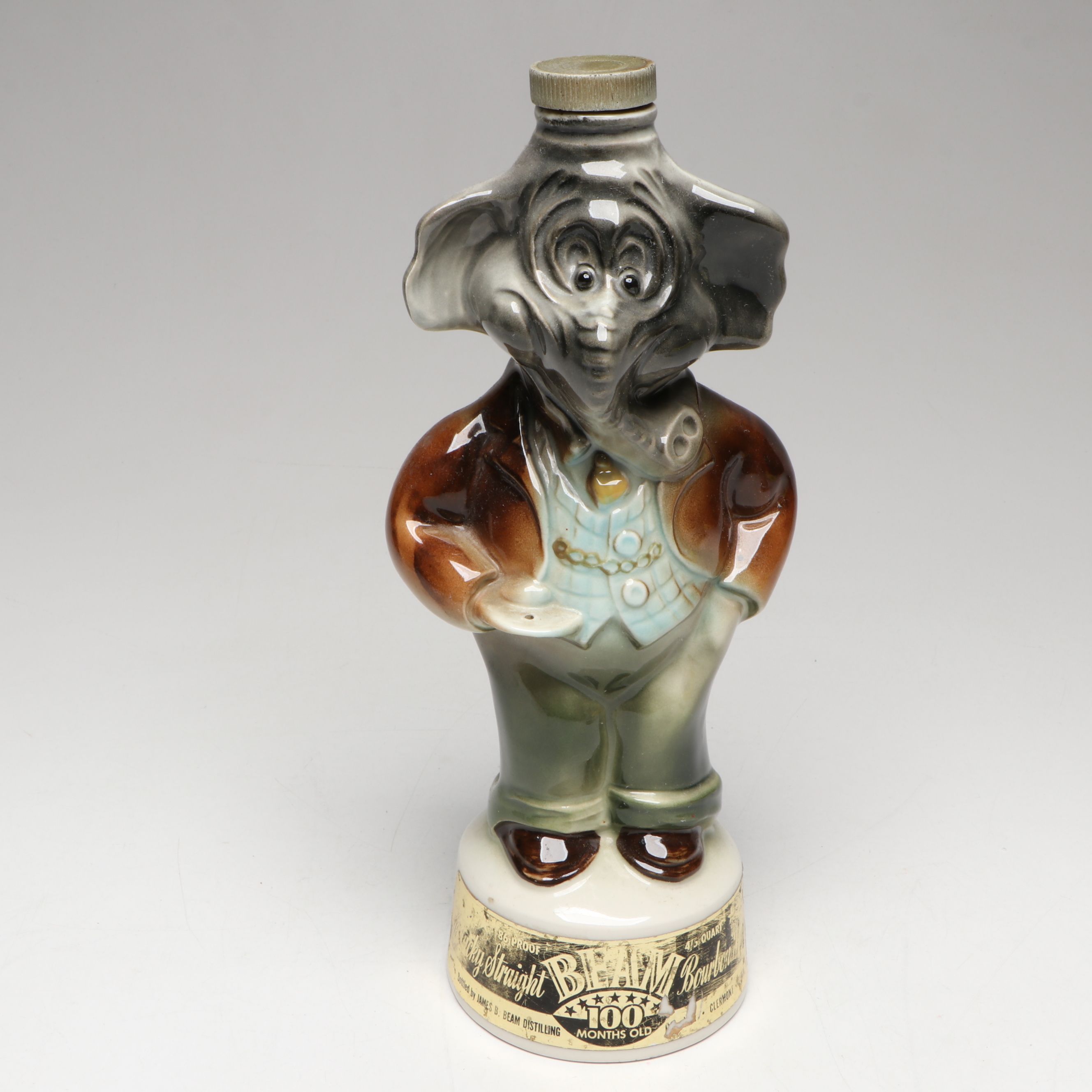 Jim Beam Democrat Donkey and Republican Elephant Ceramic Decanters, 1960s