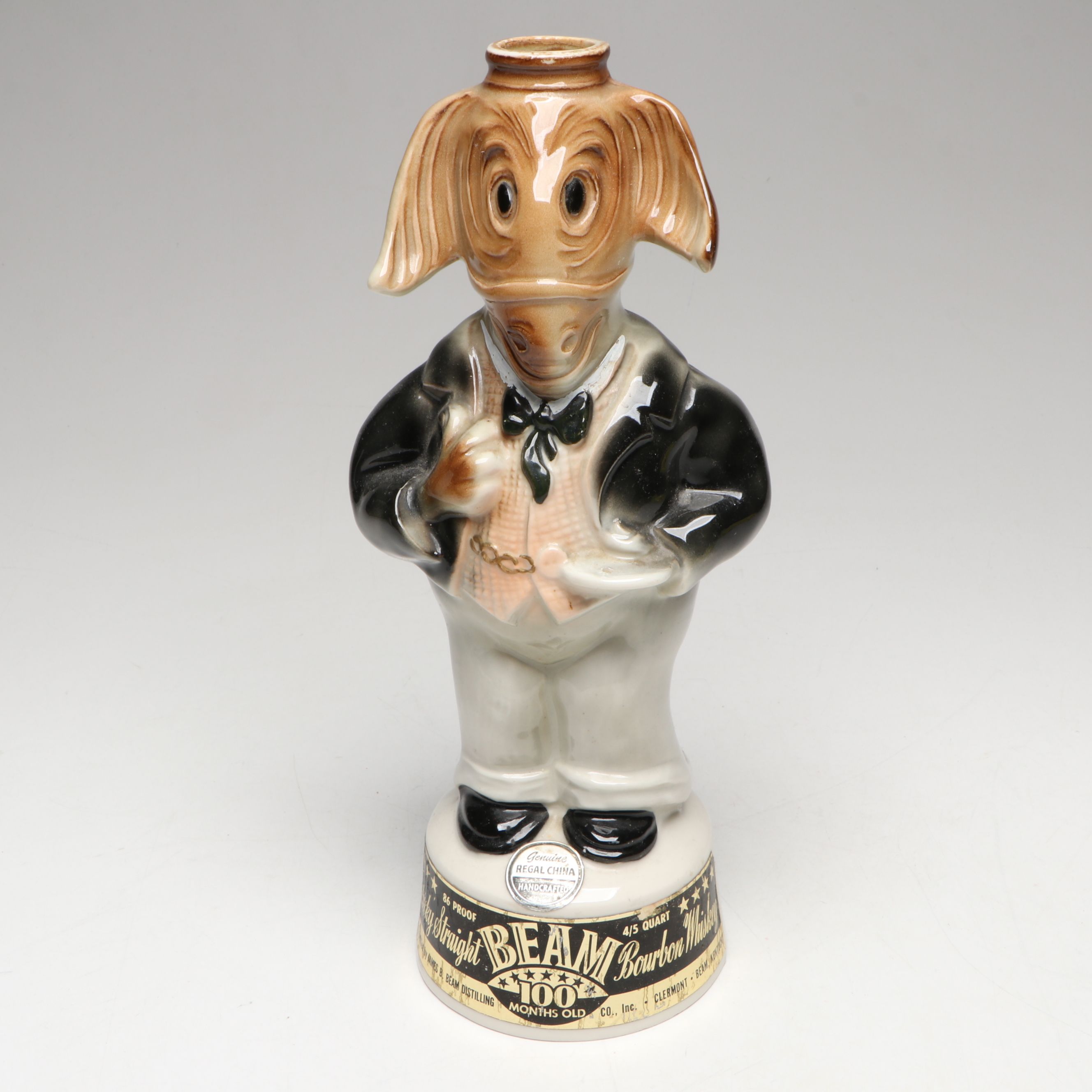 Jim Beam Democrat Donkey and Republican Elephant Ceramic Decanters, 1960s