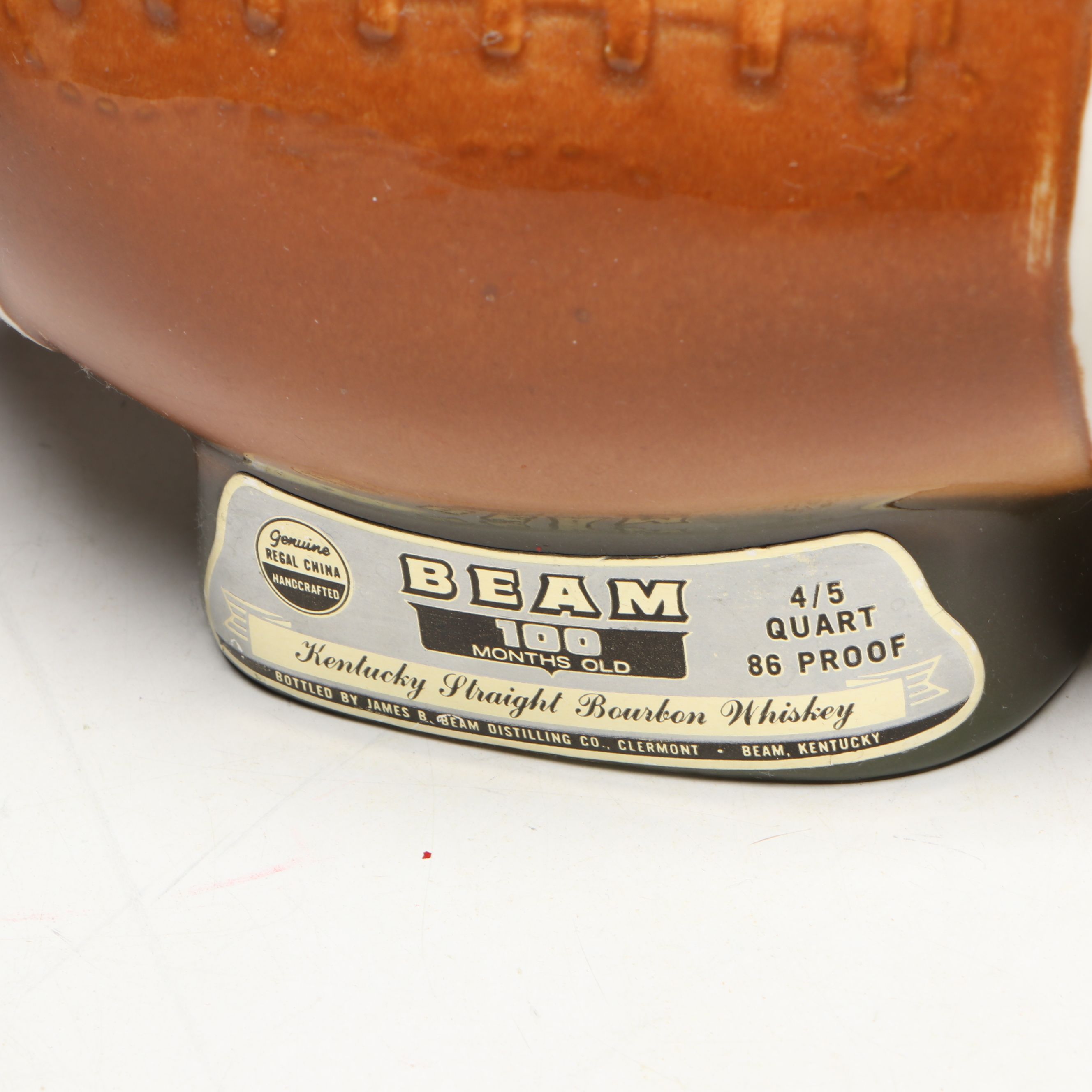 Jim Beam Donkey and Elephant in Footballs Ceramic Figural Decanters, 1970s