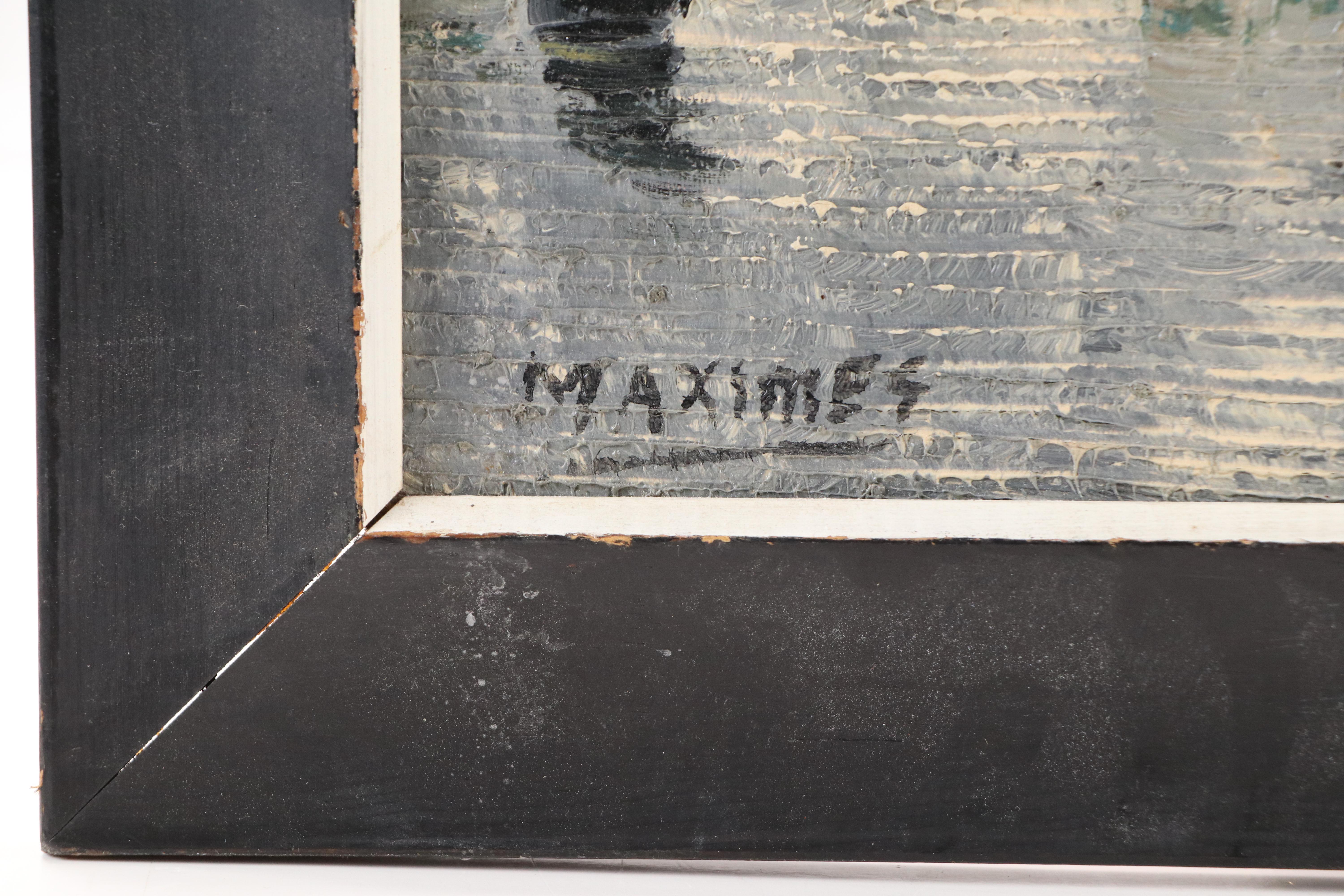 Parisian Cityscape Oil Painting, Mid-20th Century