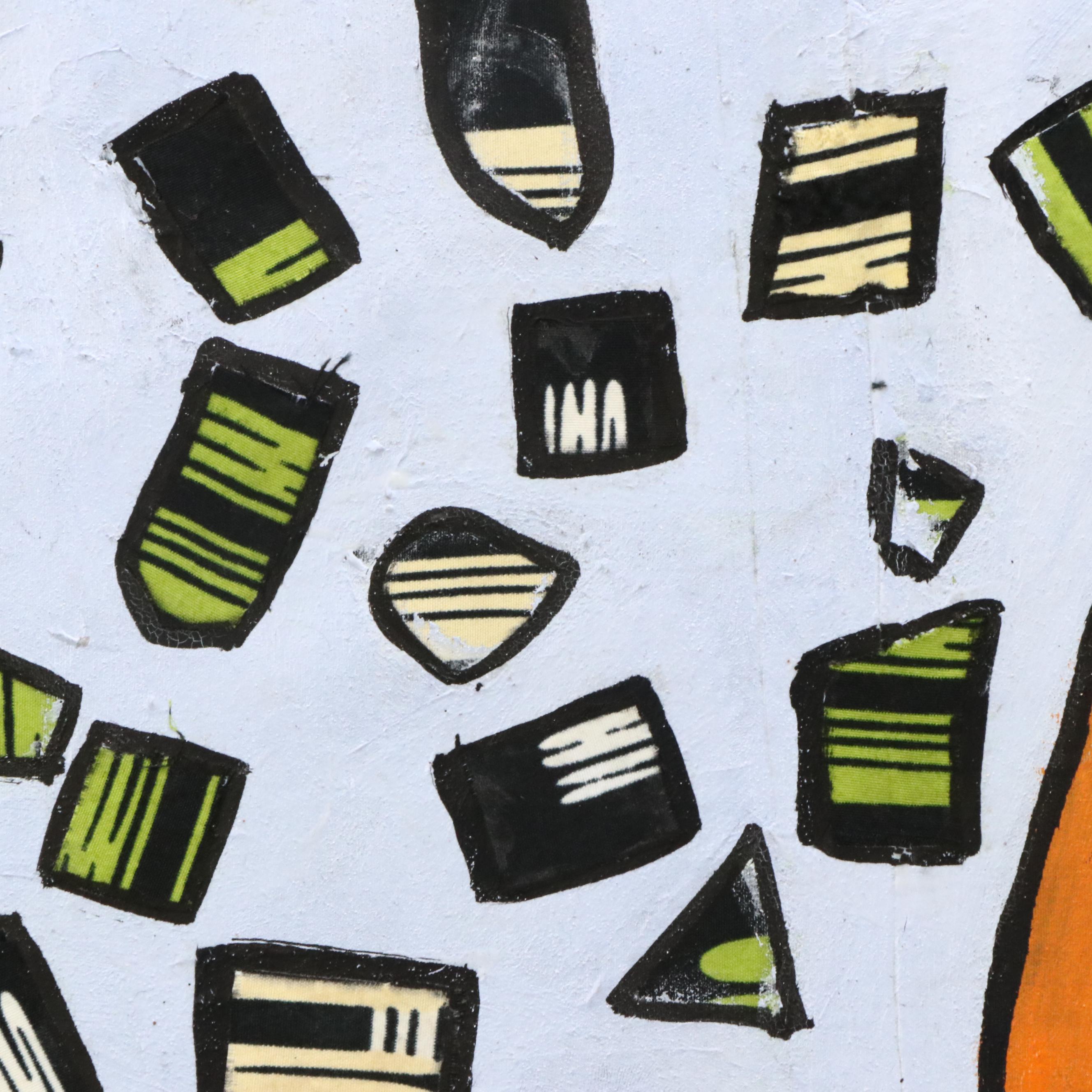 Lanre Buraimoh Mixed Media Collage "Burden of a Man," 2025