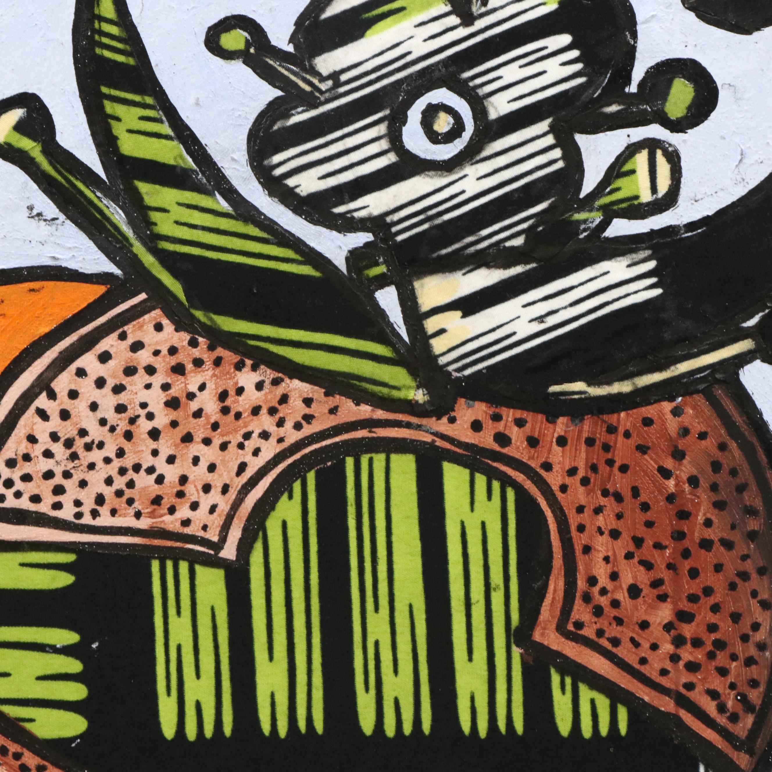 Lanre Buraimoh Mixed Media Collage "Burden of a Man," 2025