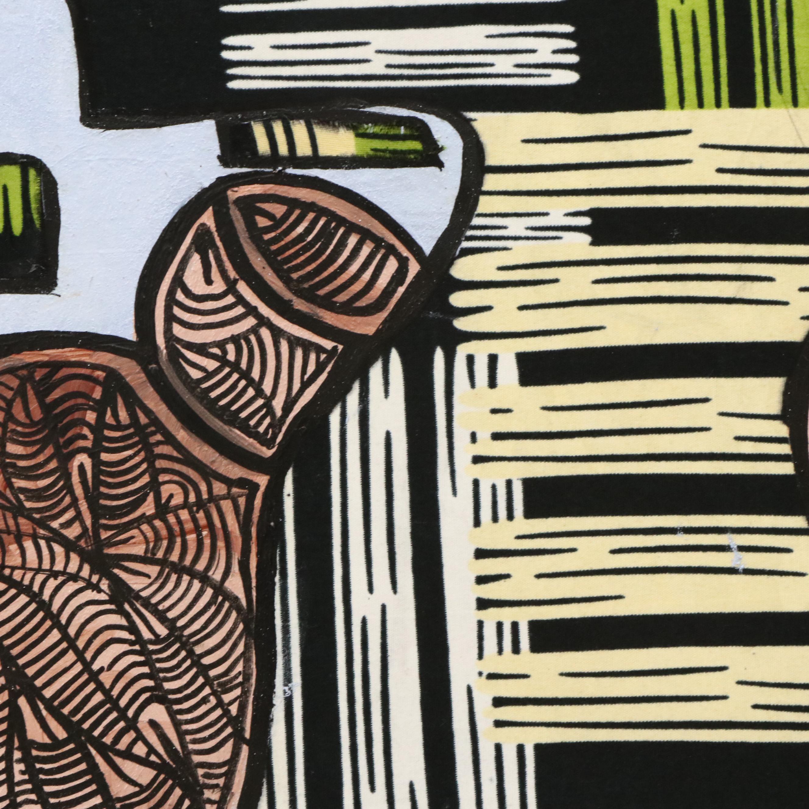 Lanre Buraimoh Mixed Media Collage "Burden of a Man," 2025