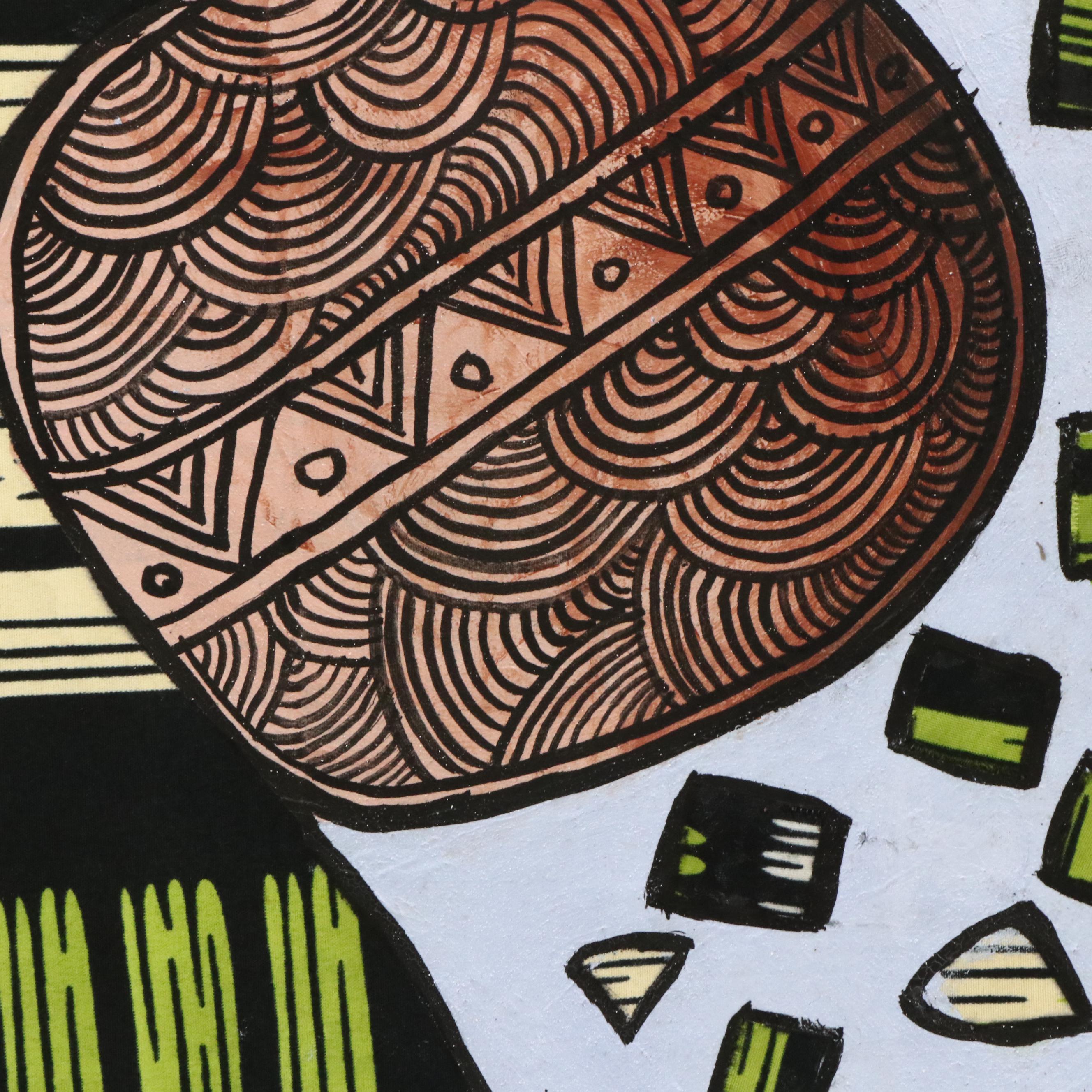 Lanre Buraimoh Mixed Media Collage "Burden of a Man," 2025