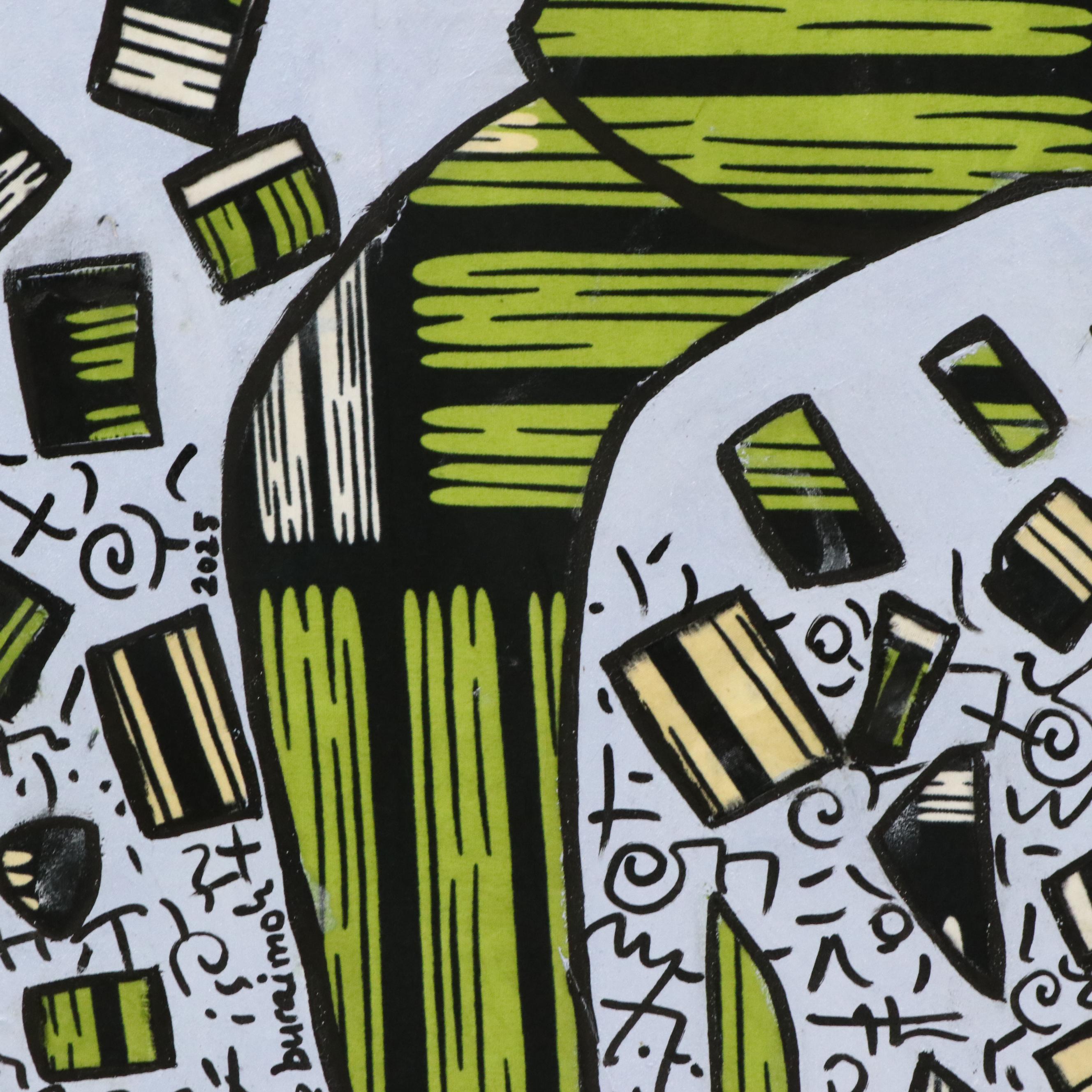 Lanre Buraimoh Mixed Media Collage "Burden of a Man," 2025