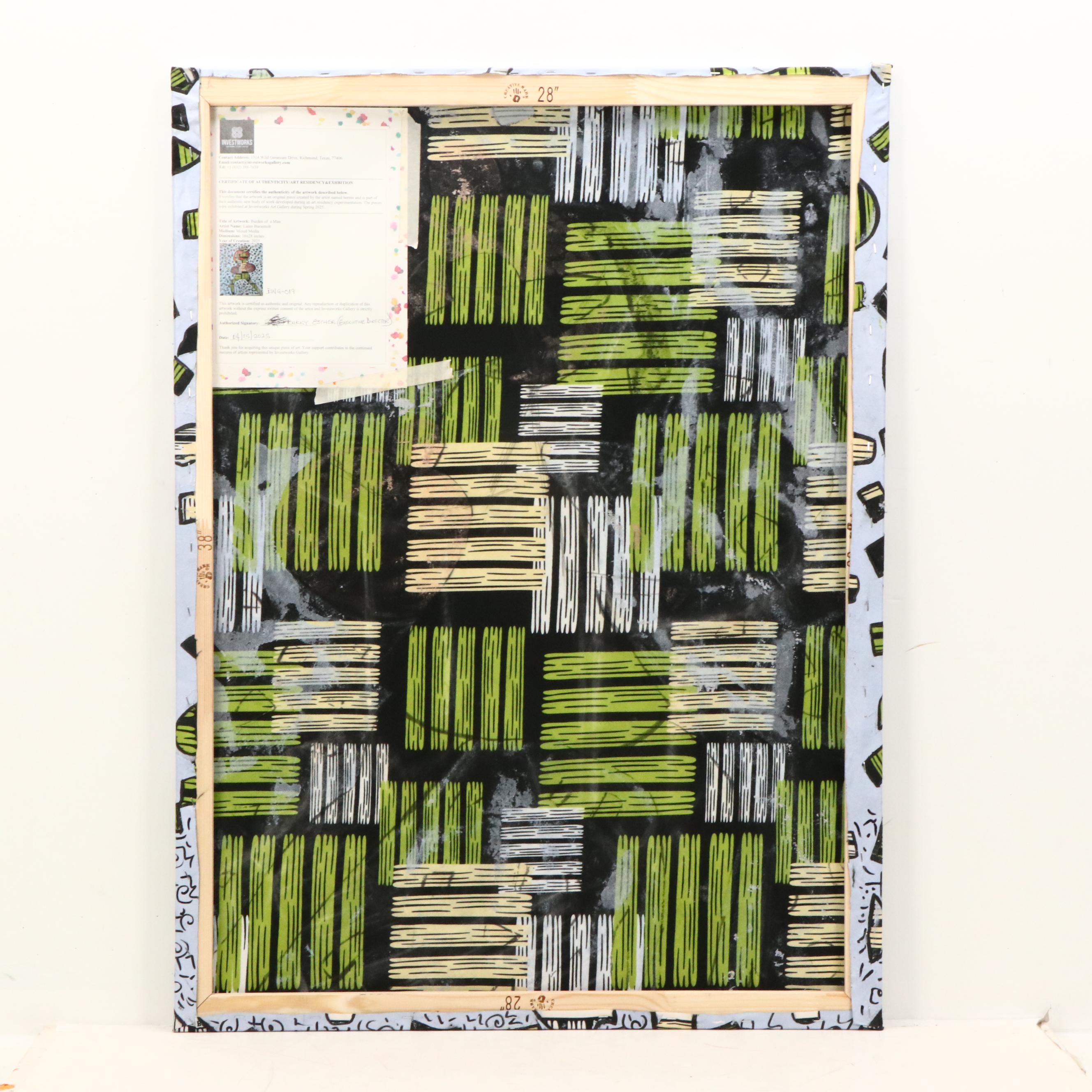 Lanre Buraimoh Mixed Media Collage "Burden of a Man," 2025