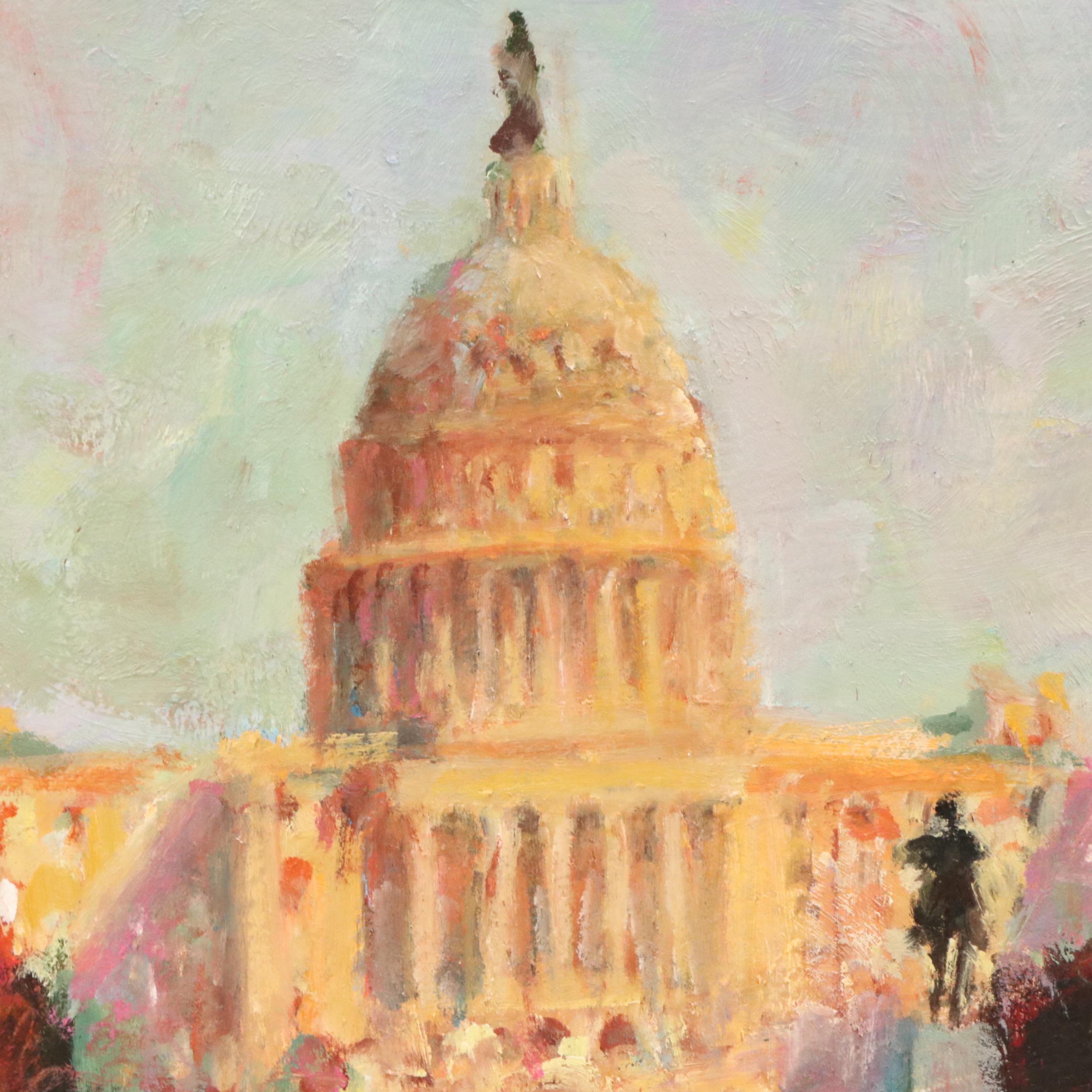 Nino Pippa Washington D.C Oil Painting "Capitol Hill Reflections," 2022