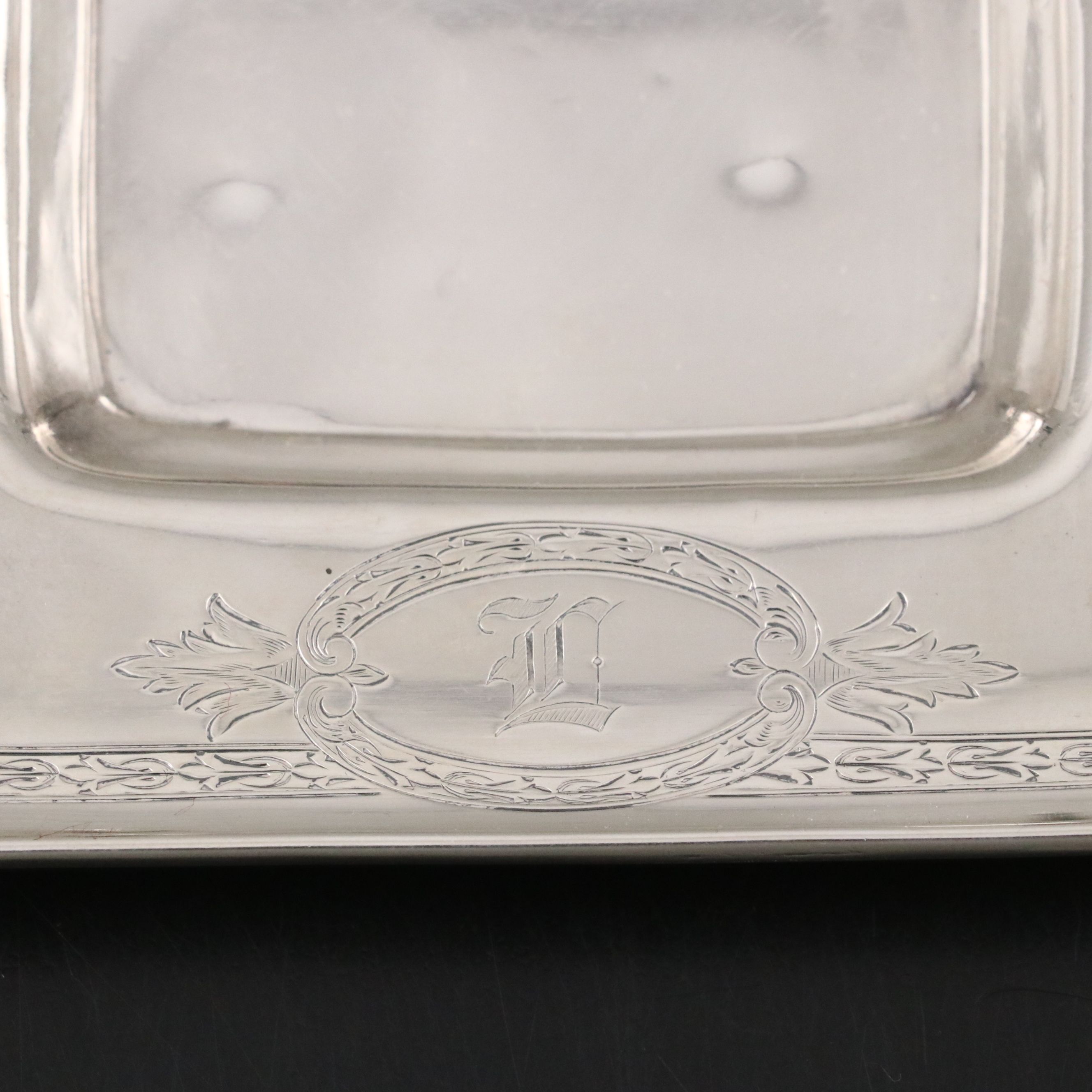 Gorham Sterling Silver and Crystal Inkwell and Pen Rest, 1916-1917