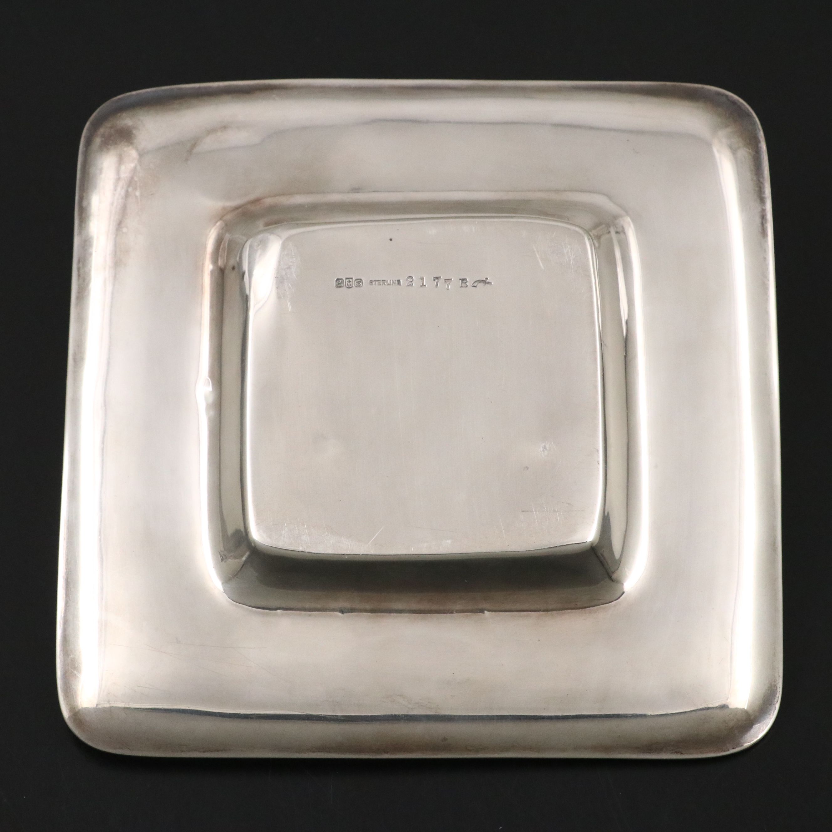 Gorham Sterling Silver and Crystal Inkwell and Pen Rest, 1916-1917