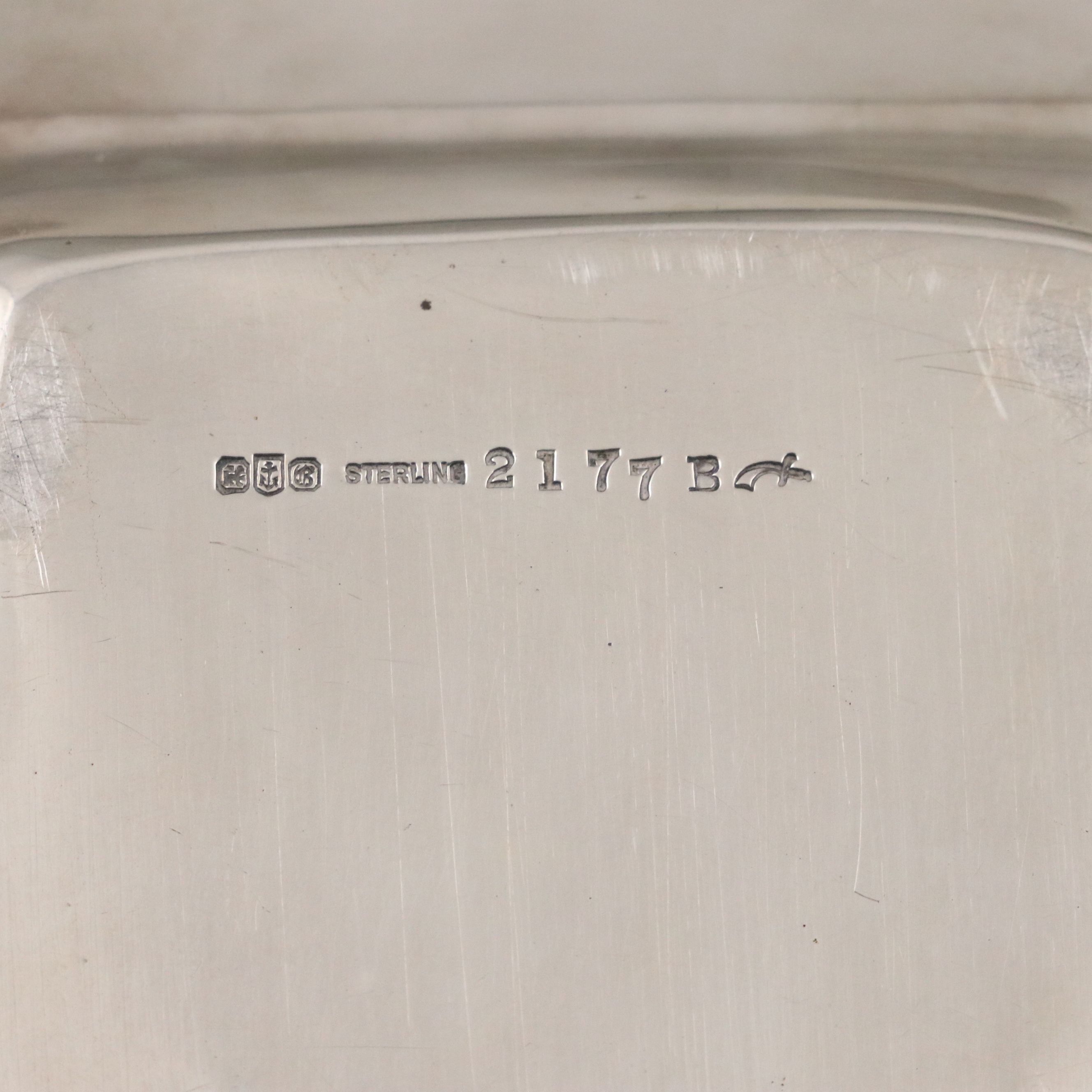 Gorham Sterling Silver and Crystal Inkwell and Pen Rest, 1916-1917