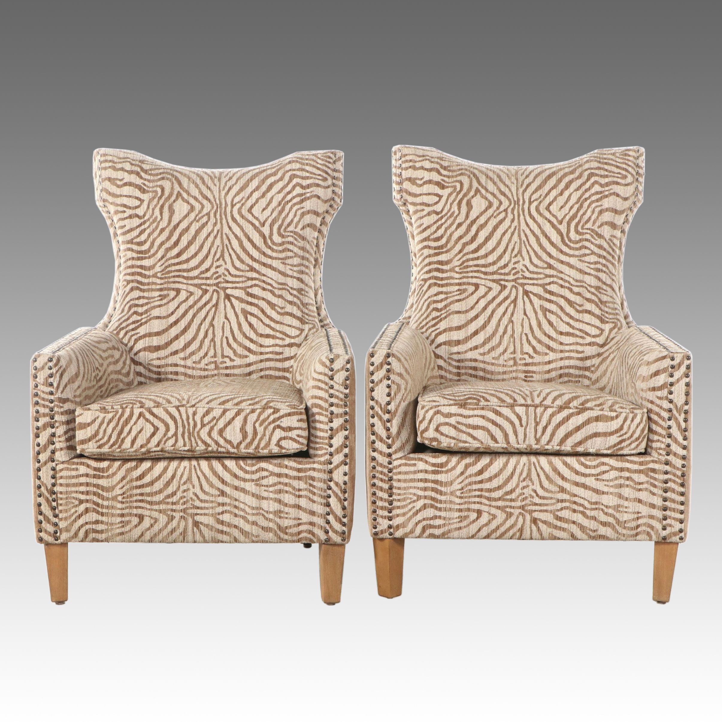 Pair of Uttermost "Kiango Animal" Print Armchairs