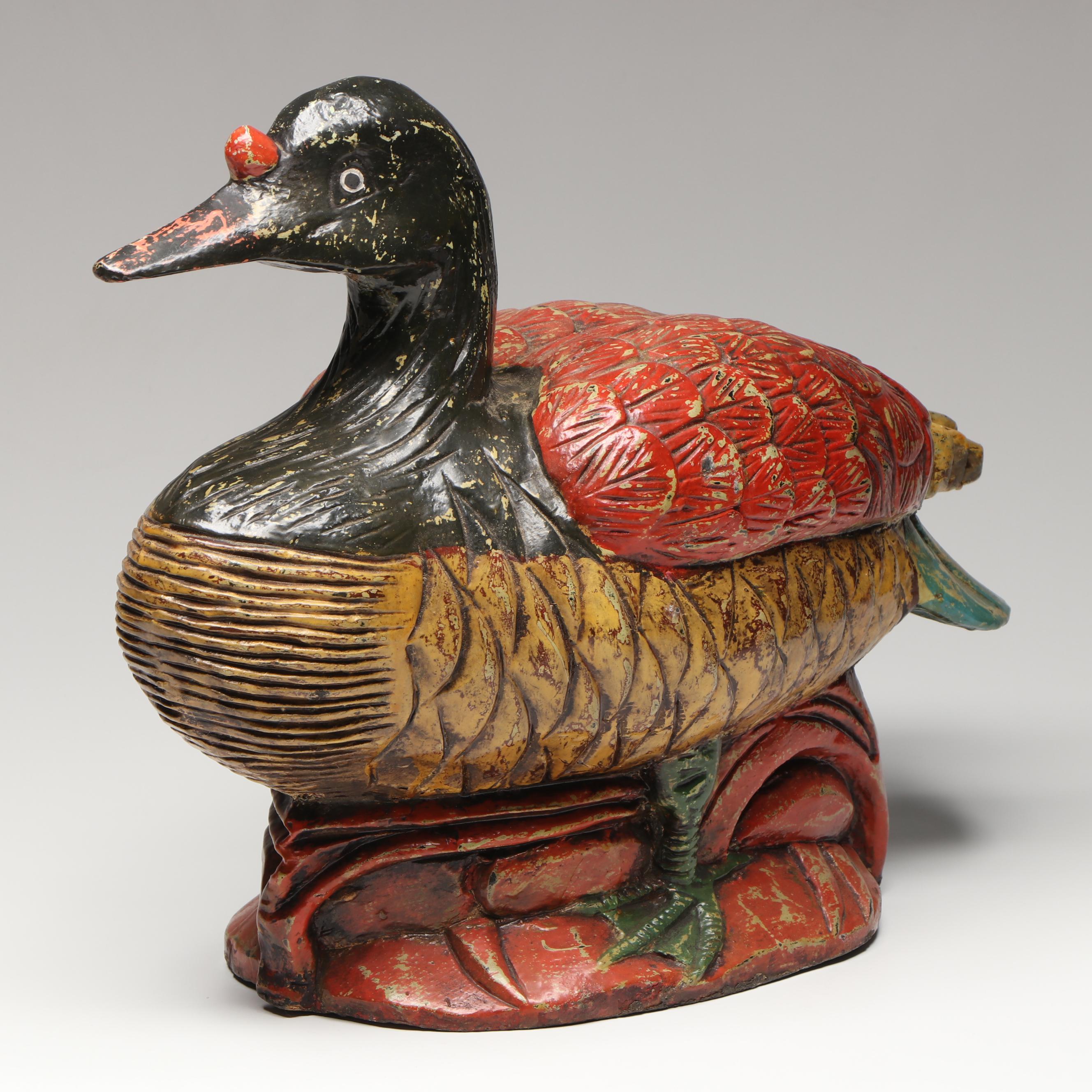 Rustic Hand-Carved Wood Duck and Quail Figures