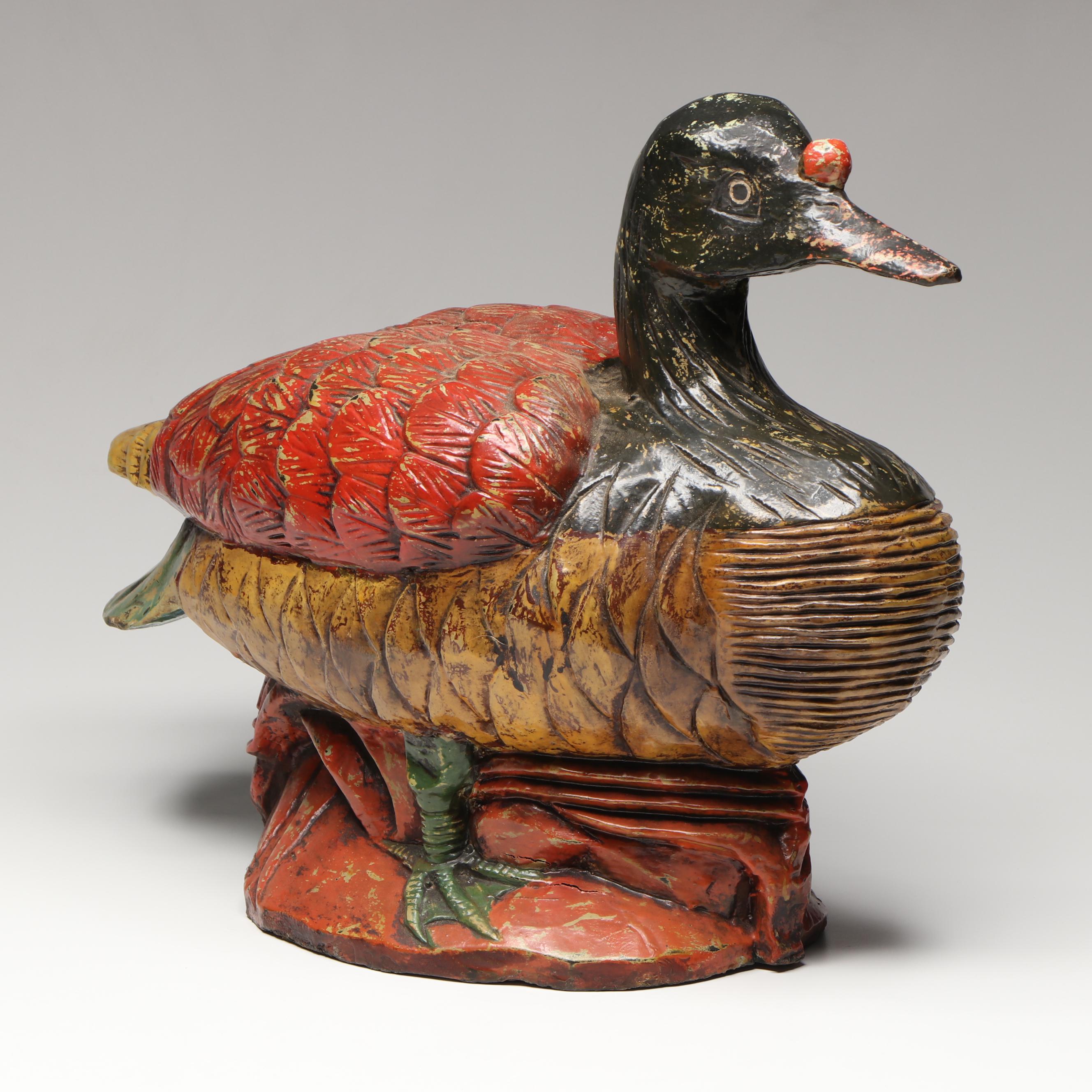 Rustic Hand-Carved Wood Duck and Quail Figures
