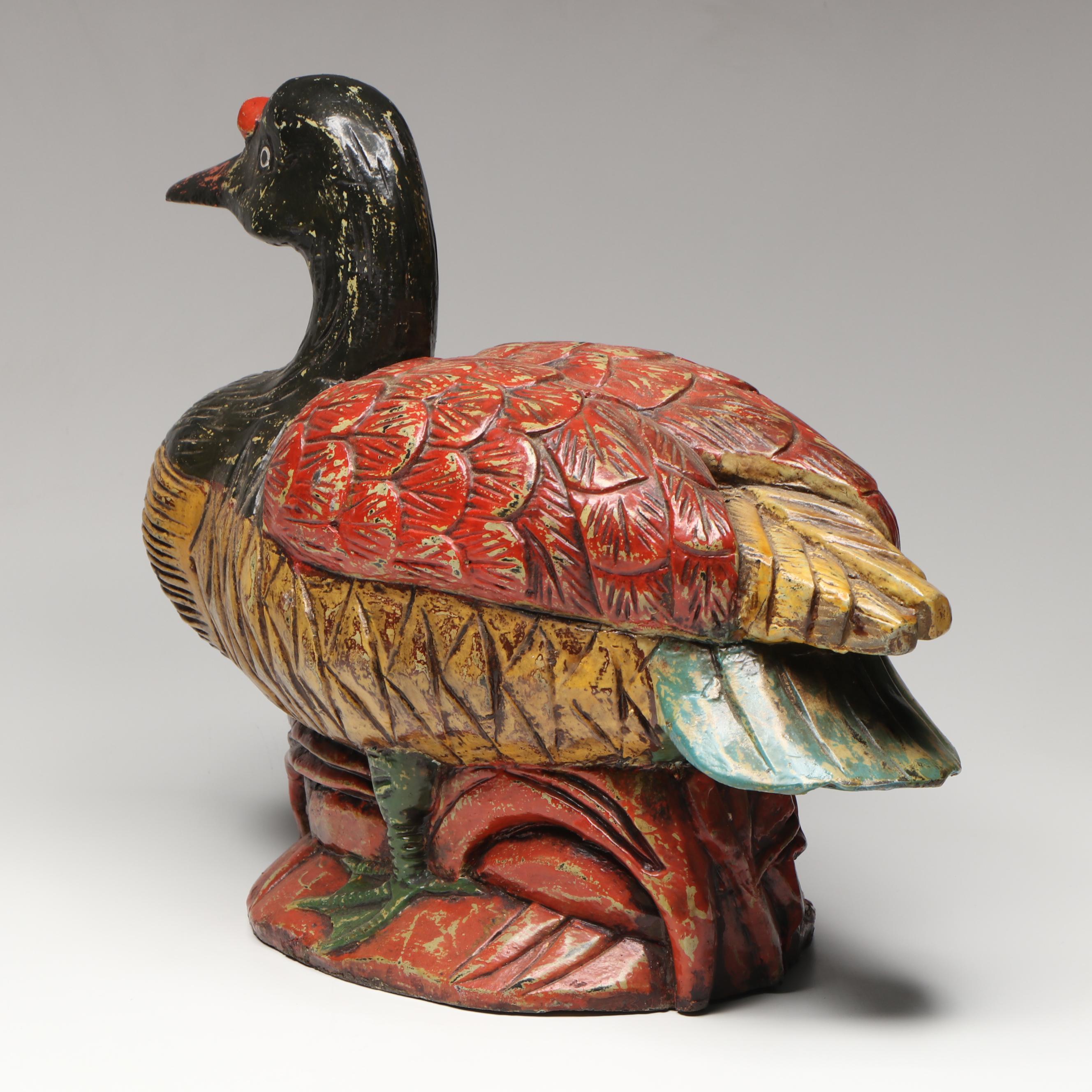 Rustic Hand-Carved Wood Duck and Quail Figures