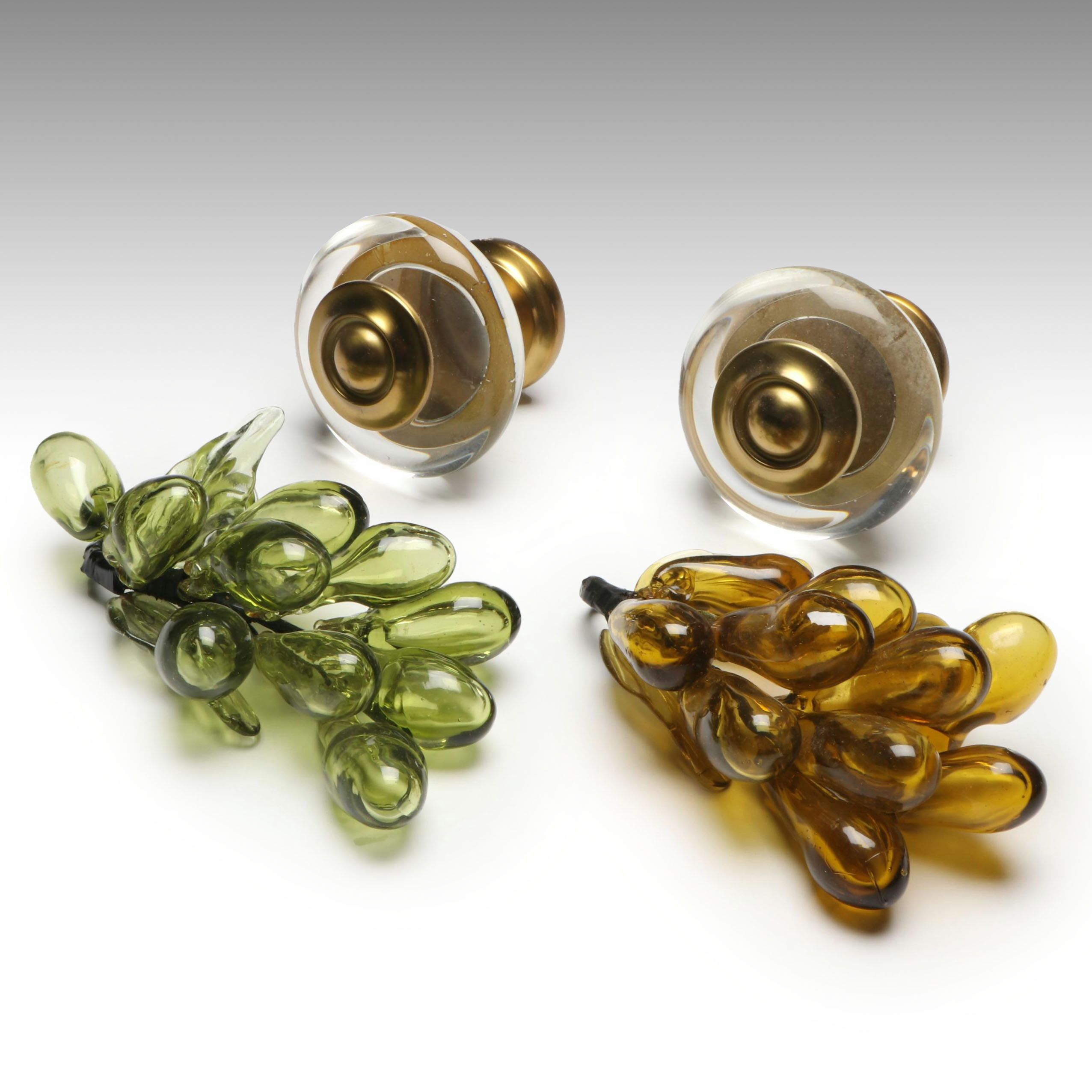 Mid Century Modern Style Glass Decorative Grapes with Other Door Knobs