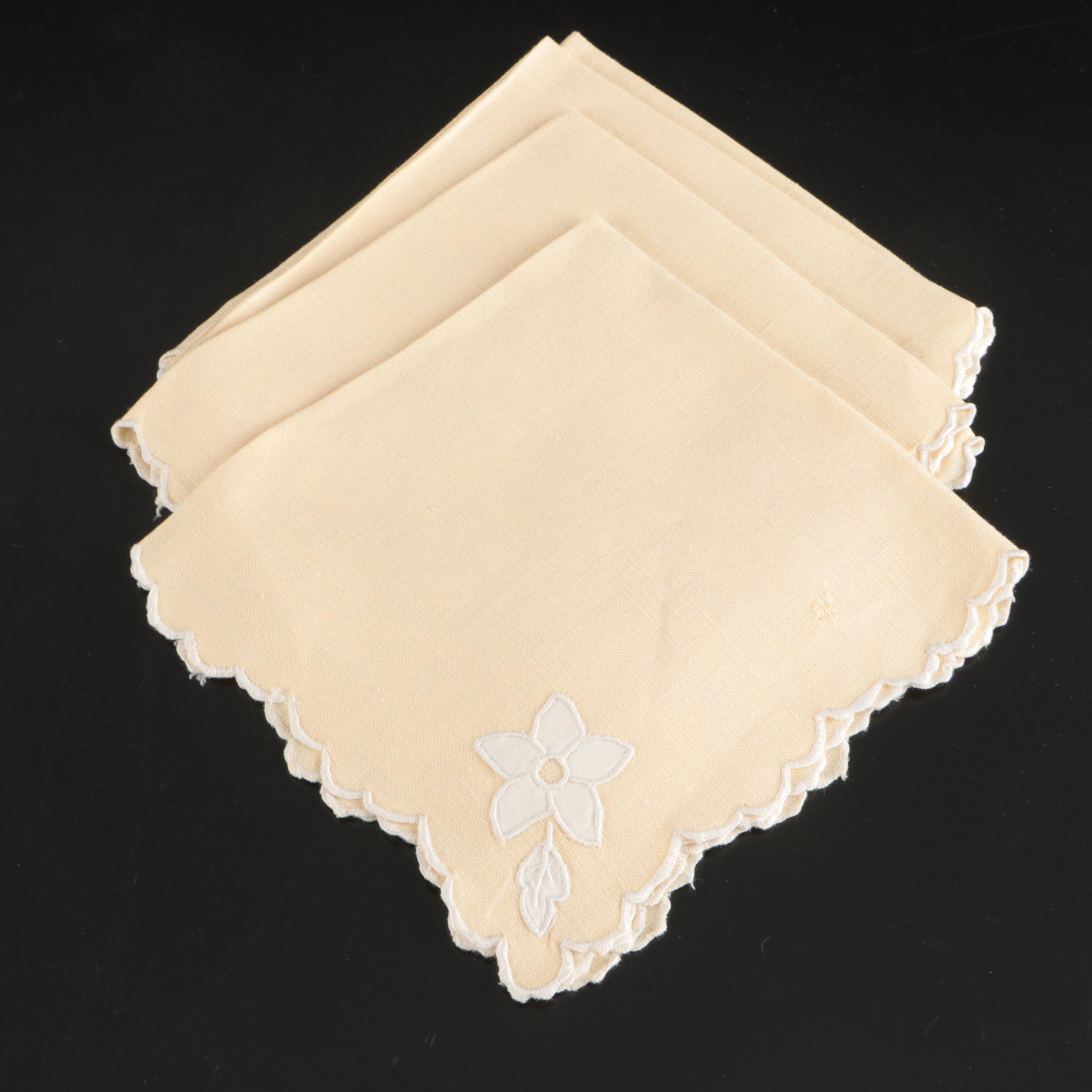 Vintage Lace Paneled Tablecloth with Embroidered and Other Table Linens