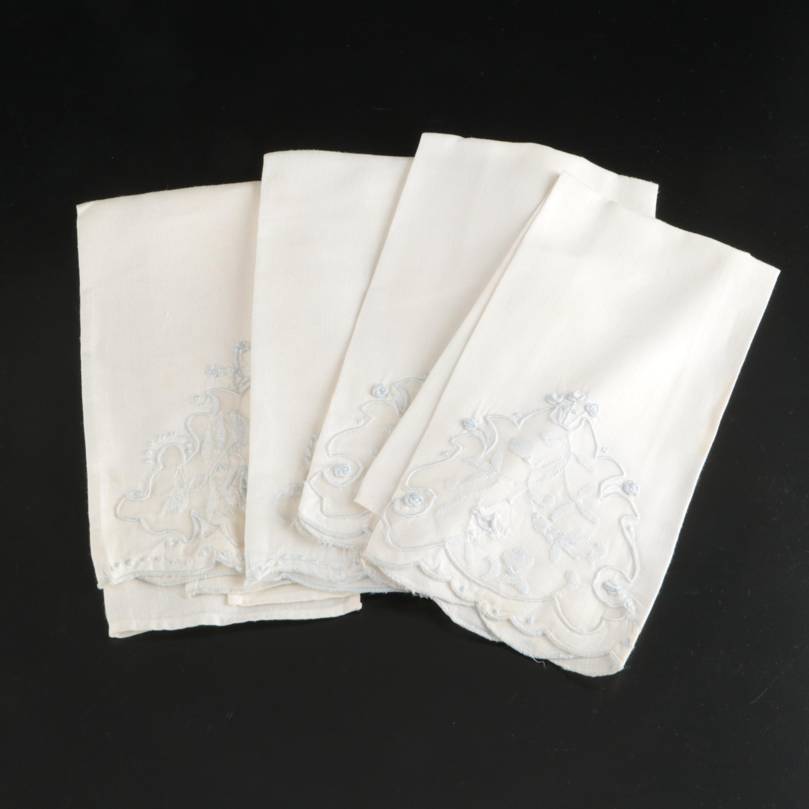 Vintage Lace Paneled Tablecloth with Embroidered and Other Table Linens