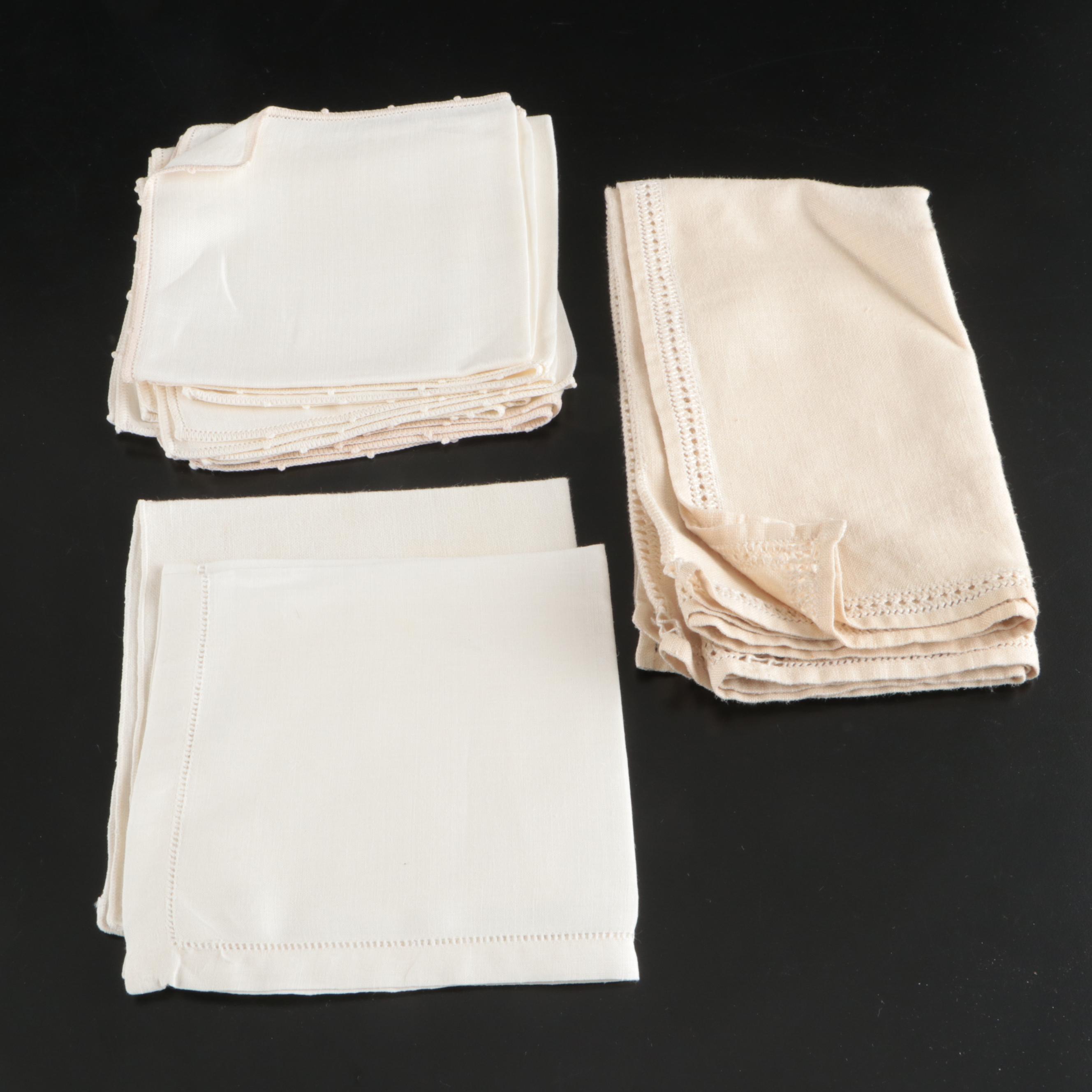 Vintage Lace Paneled Tablecloth with Embroidered and Other Table Linens