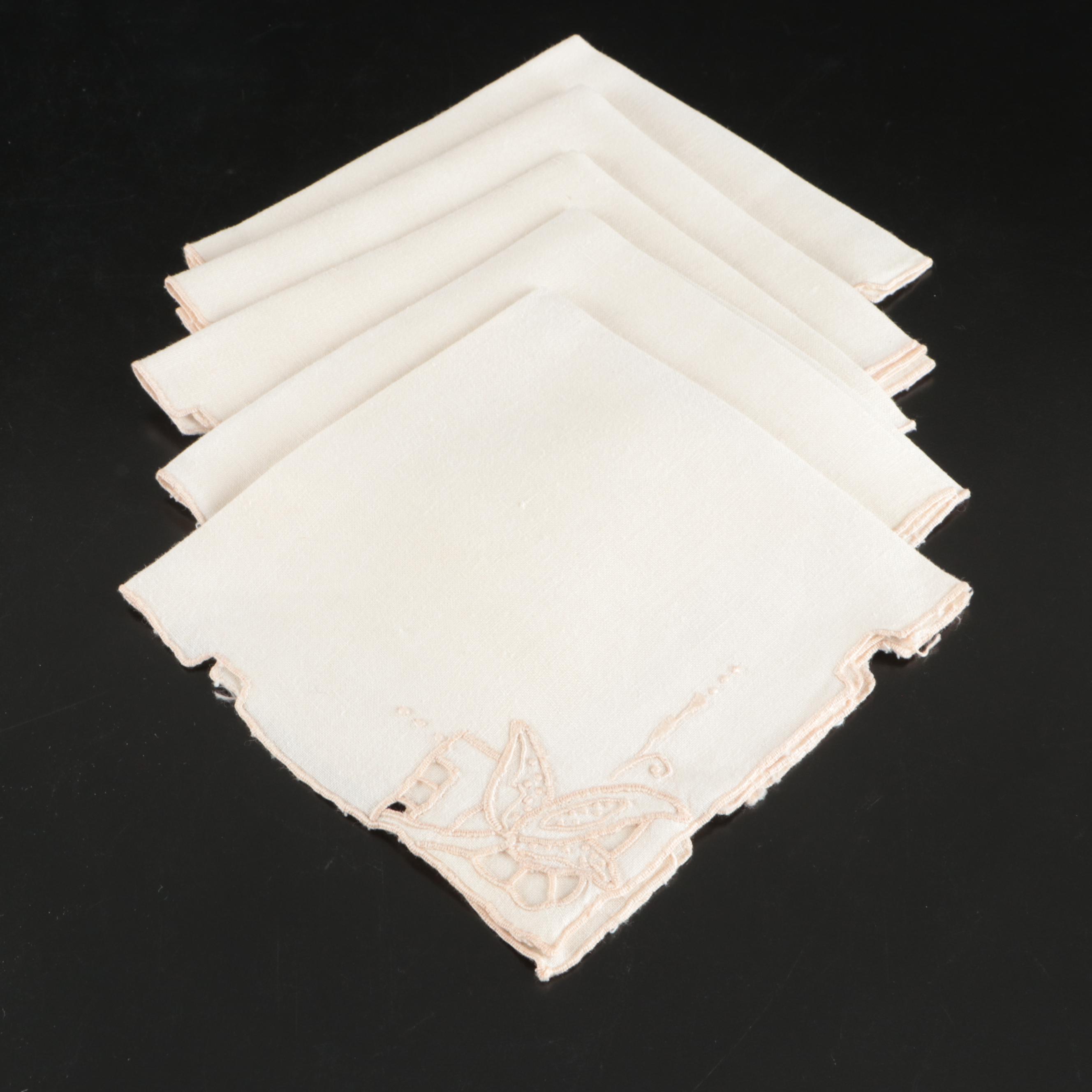 Vintage Lace Paneled Tablecloth with Embroidered and Other Table Linens