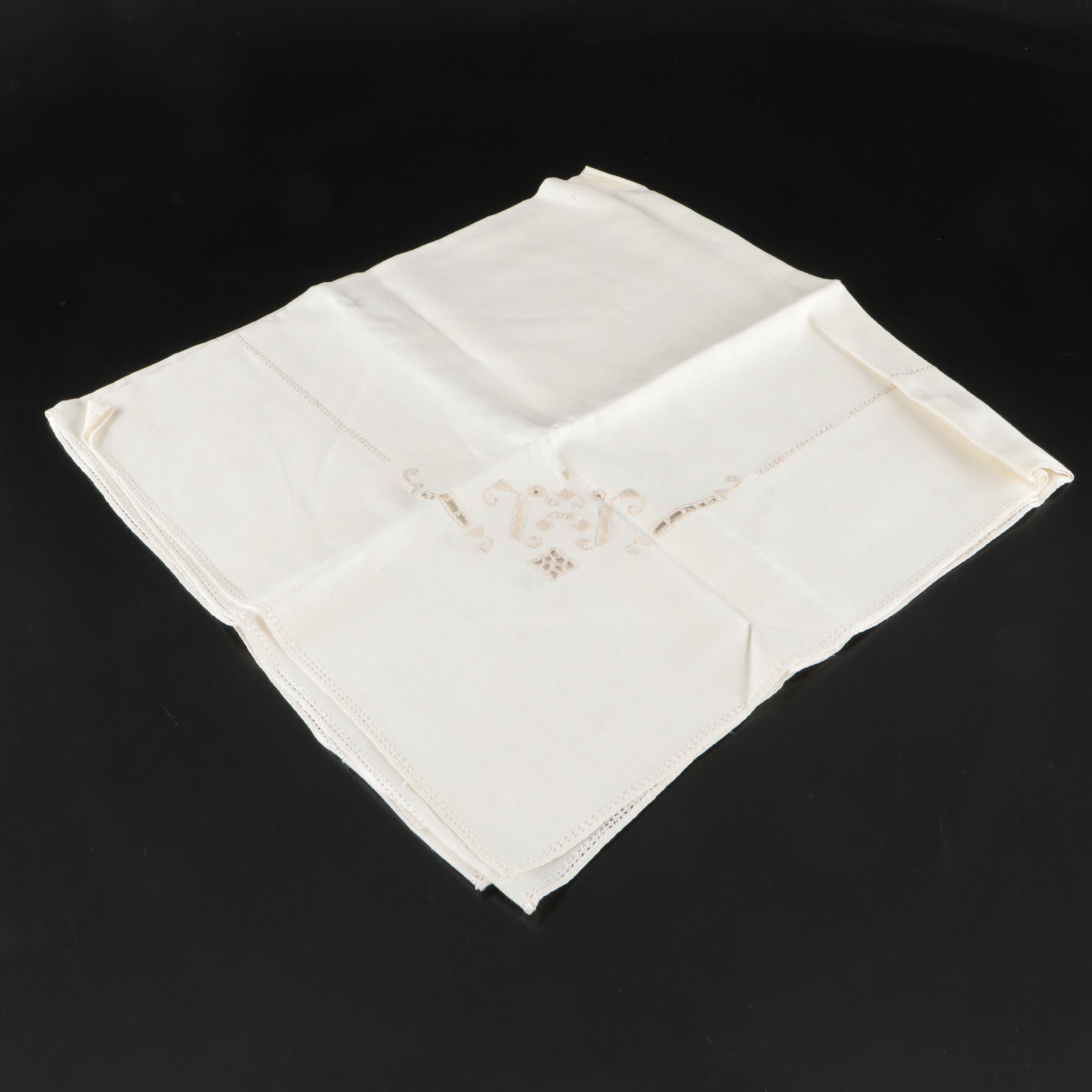 Vintage Lace Paneled Tablecloth with Embroidered and Other Table Linens