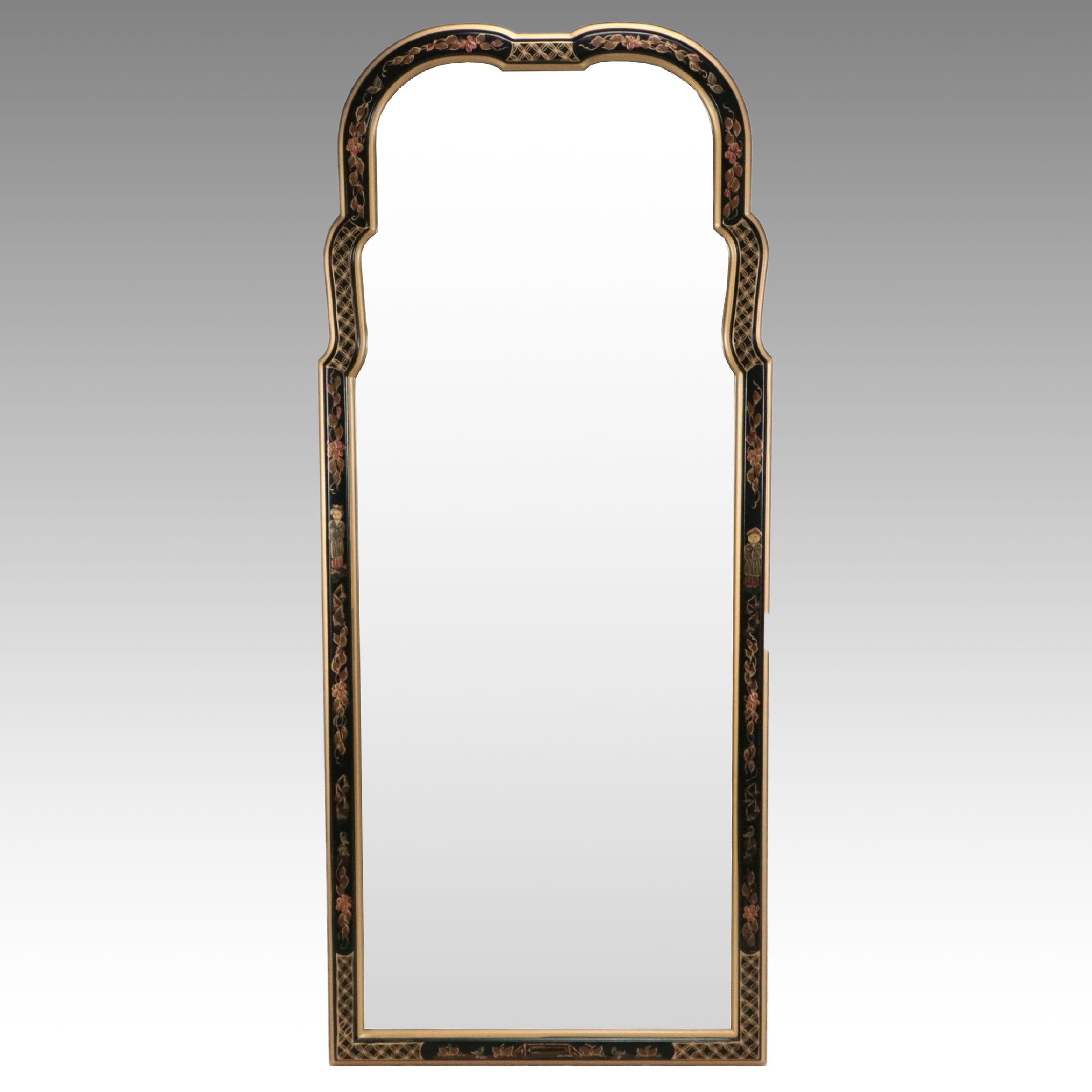 Queen Anne Style Chinoiserie Oblong Wall Mirror