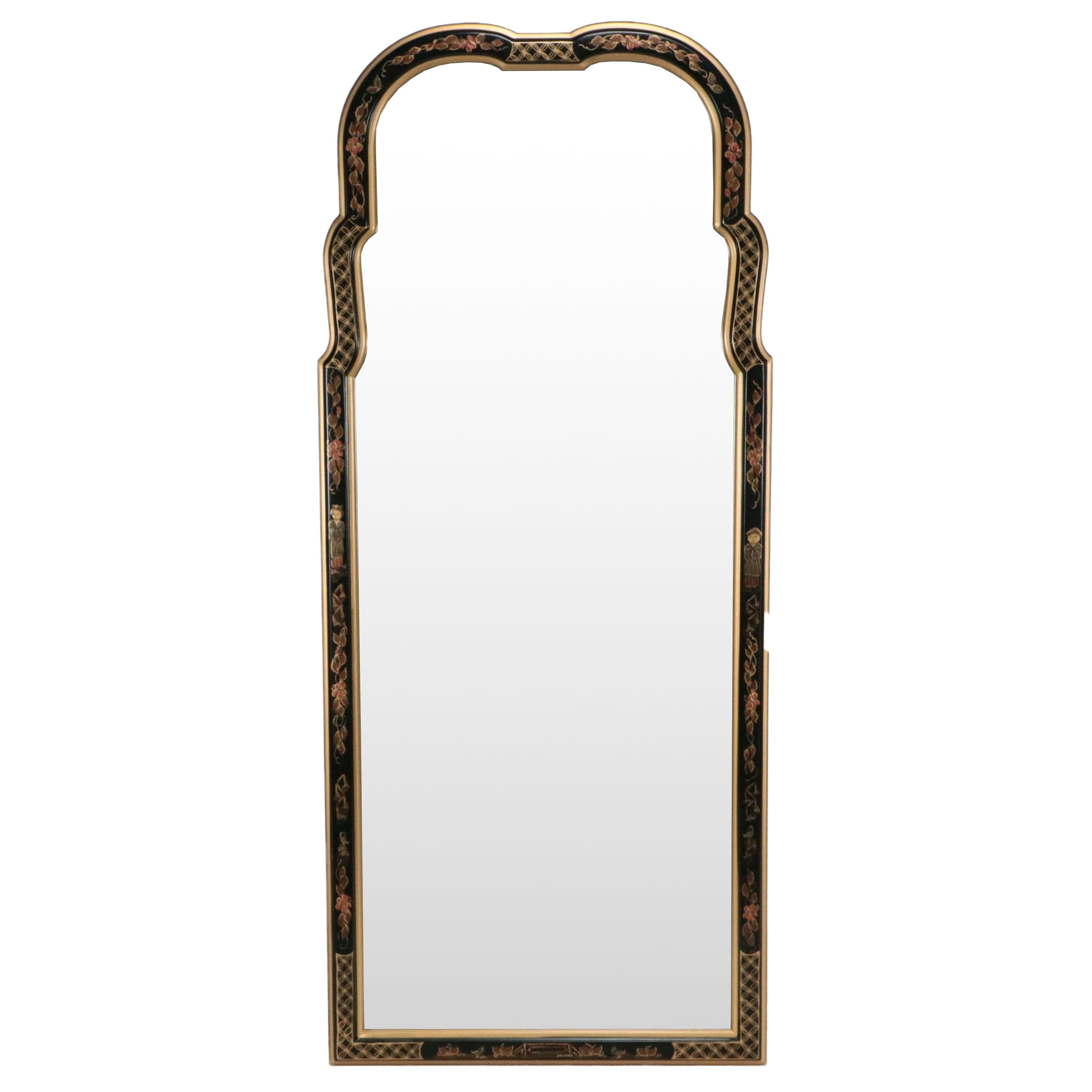 Queen Anne Style Chinoiserie Oblong Wall Mirror