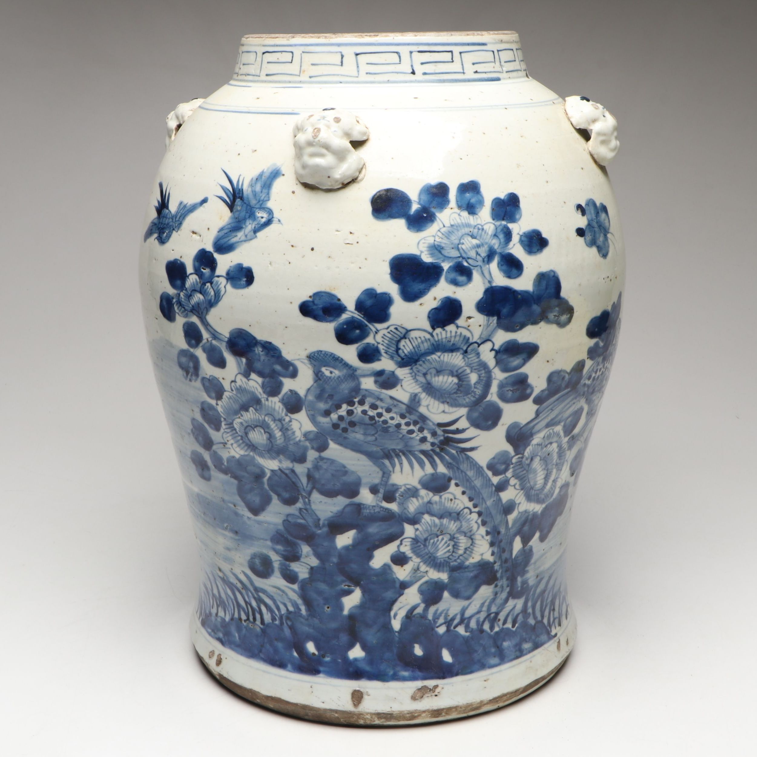 Chinese Style Blue and White Lidless Ceramic Ginger Jar Planter