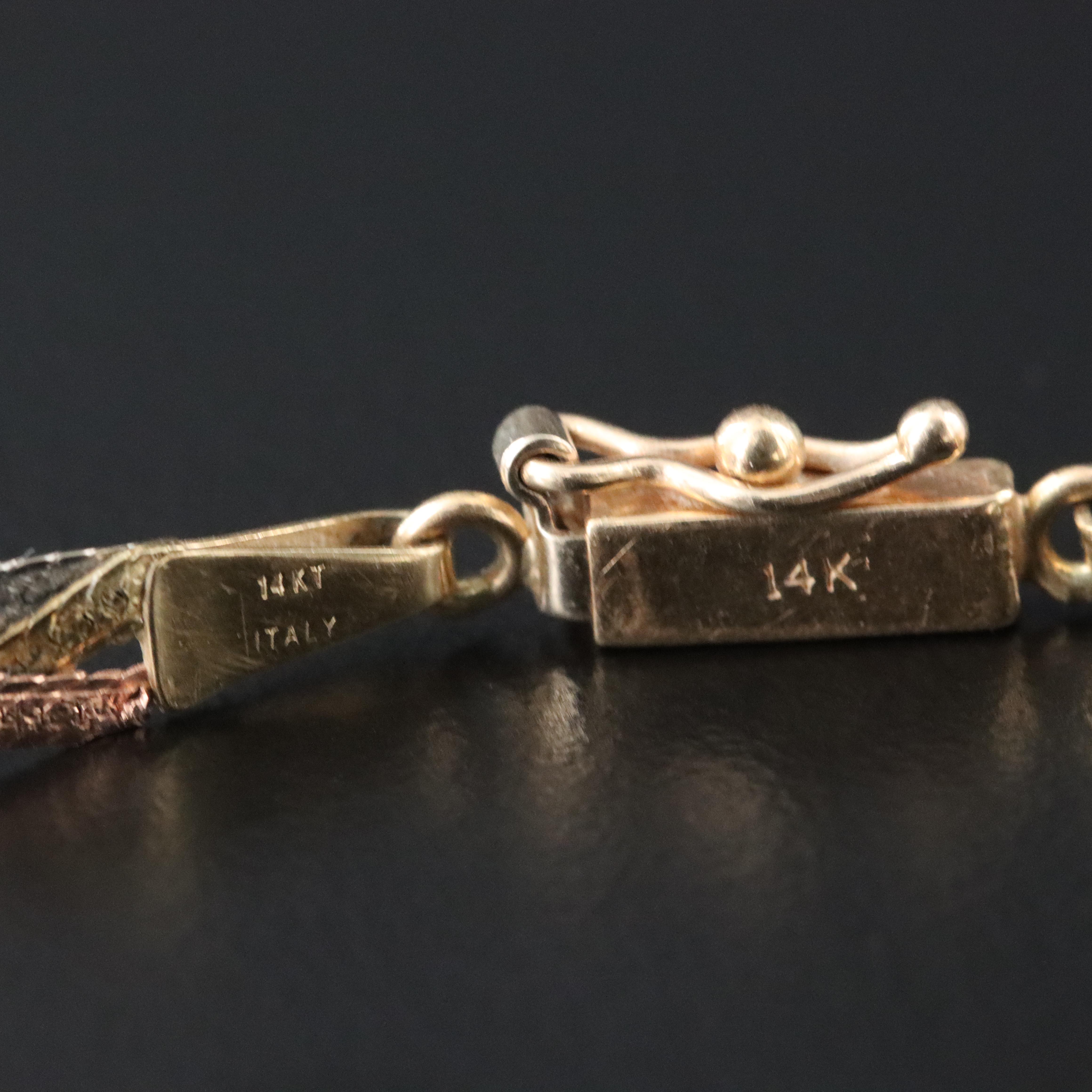 Italian 14K Tri-Color Braided Herringbone Bracelet