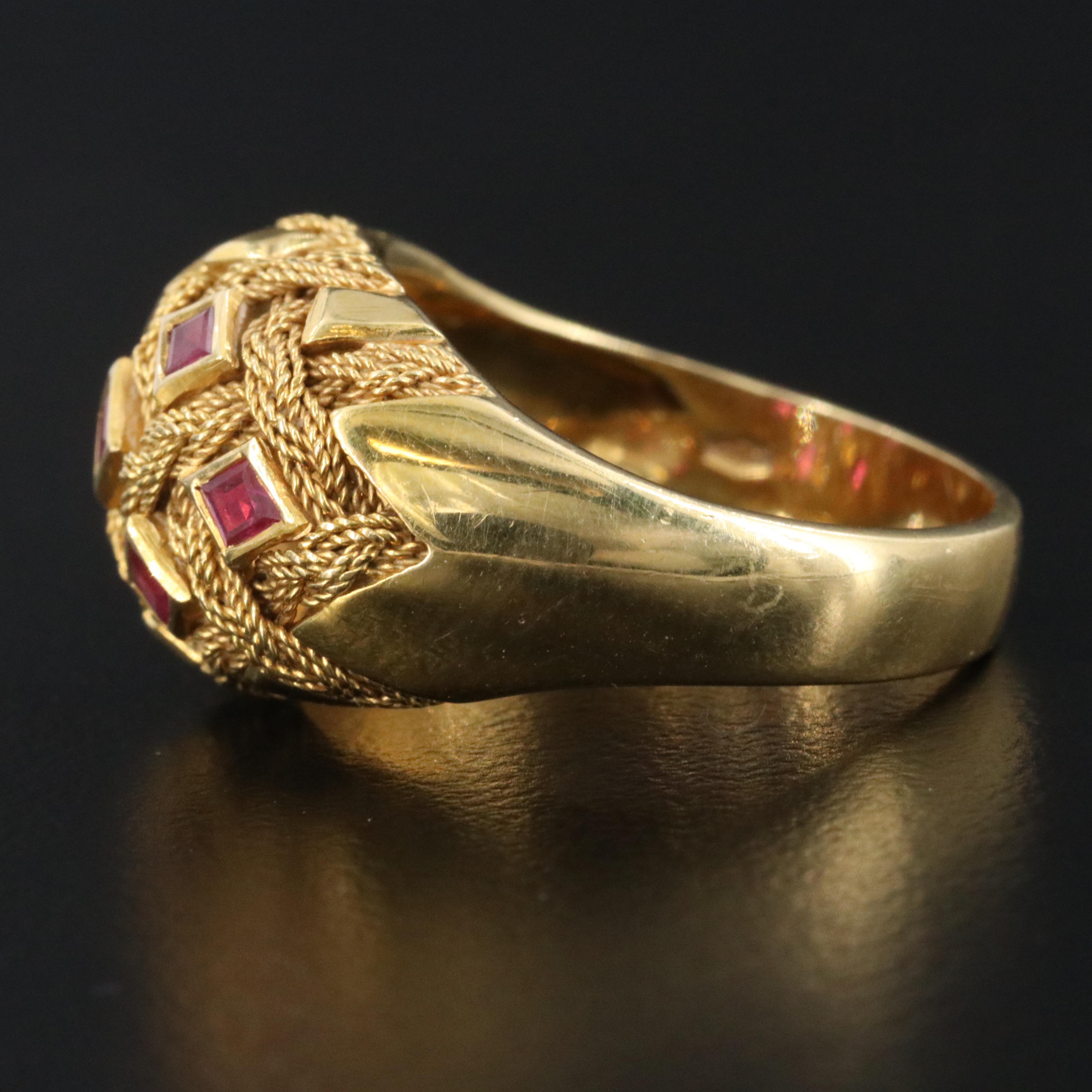 18K Ruby Braided Rope Dome Ring