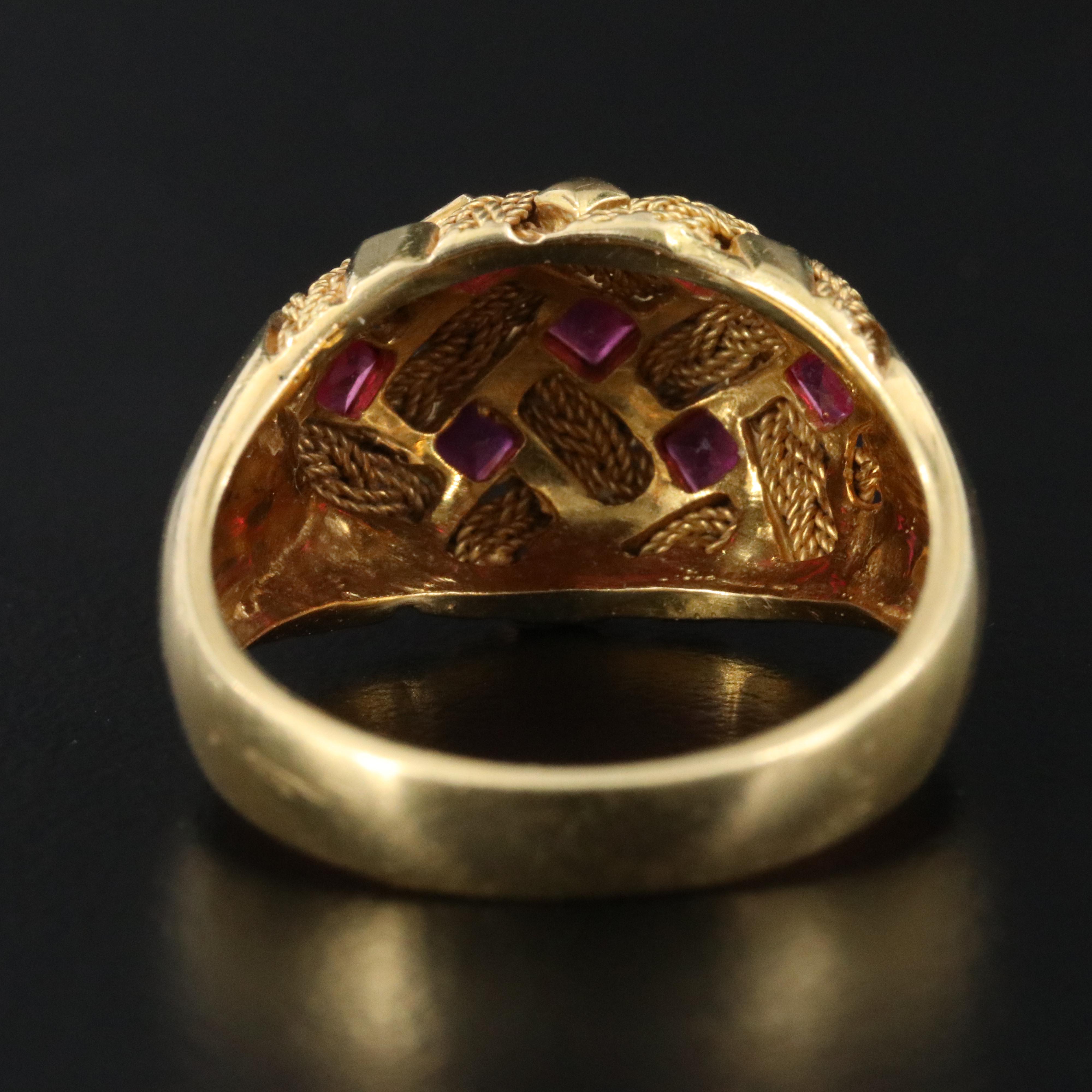 18K Ruby Braided Rope Dome Ring