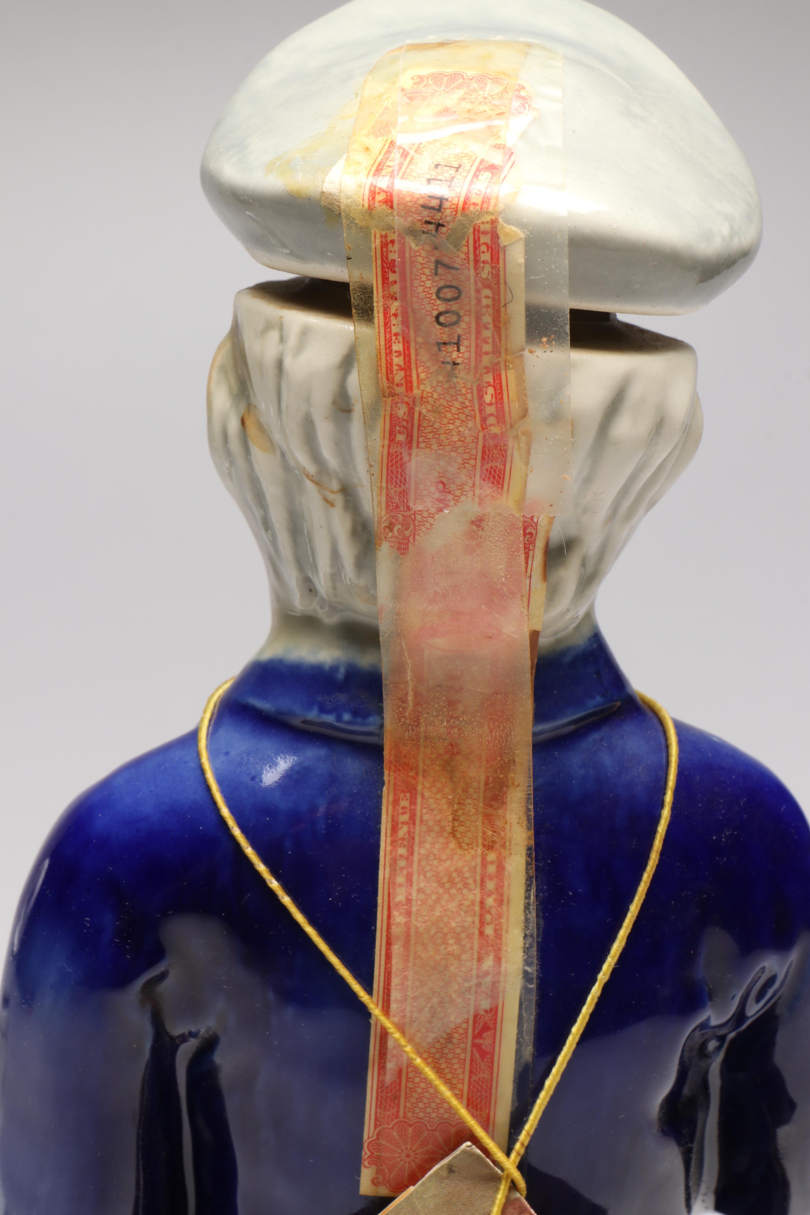 Ezra Brooks Sailor and French Cognac Godet Anchor Gilt Ceramic Decanters