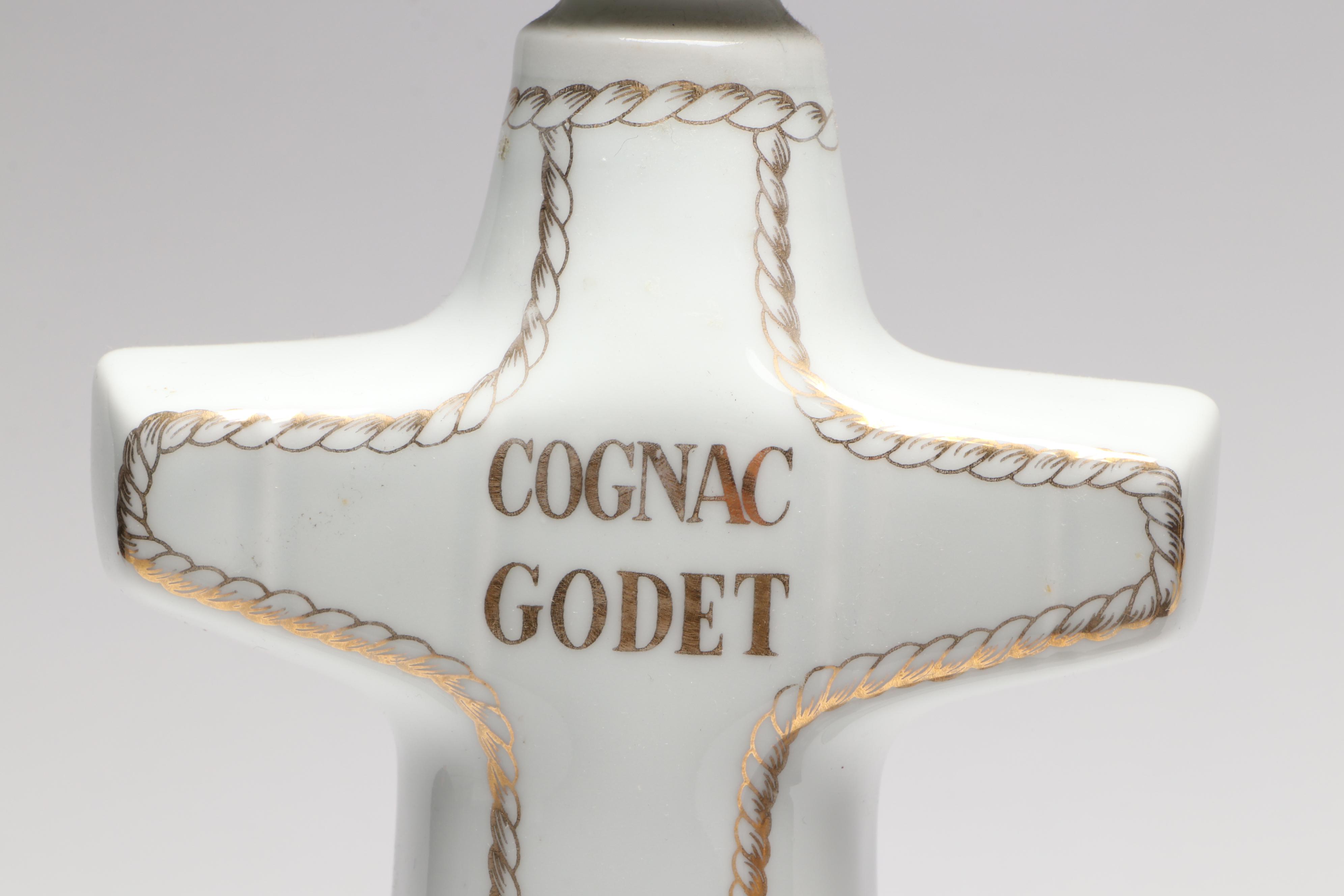 Ezra Brooks Sailor and French Cognac Godet Anchor Gilt Ceramic Decanters