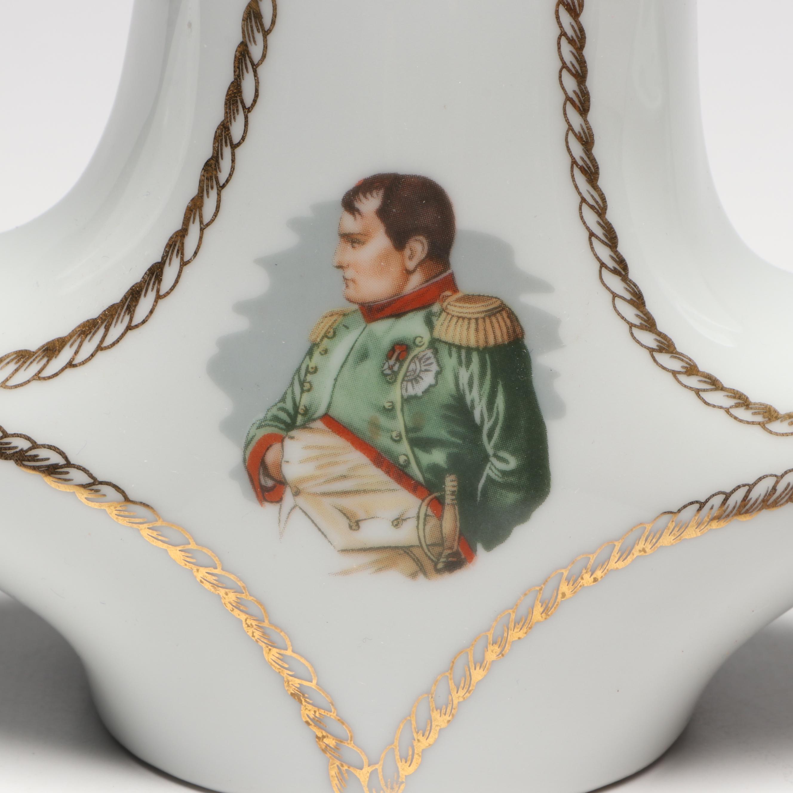 Ezra Brooks Sailor and French Cognac Godet Anchor Gilt Ceramic Decanters