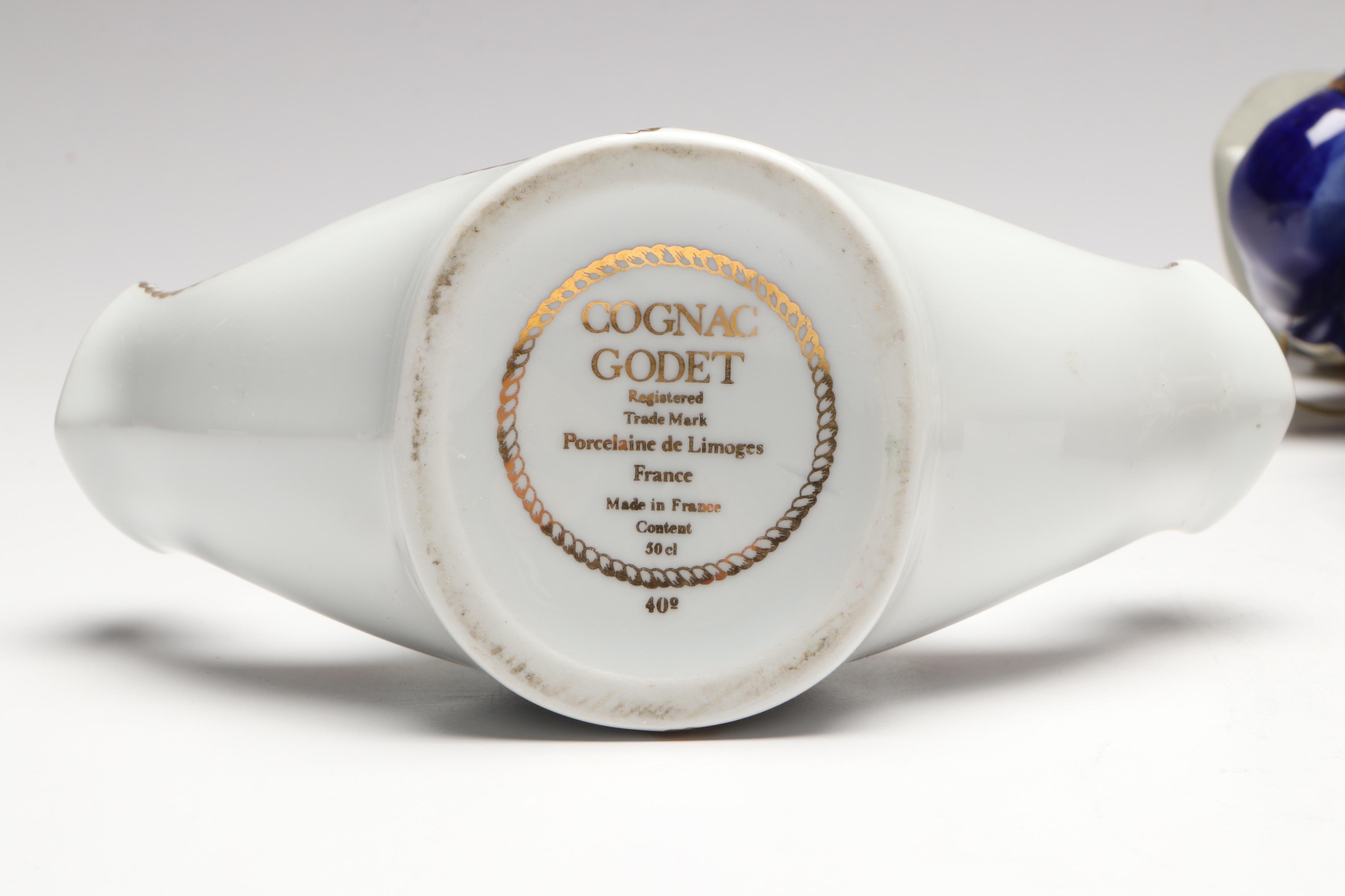 Ezra Brooks Sailor and French Cognac Godet Anchor Gilt Ceramic Decanters