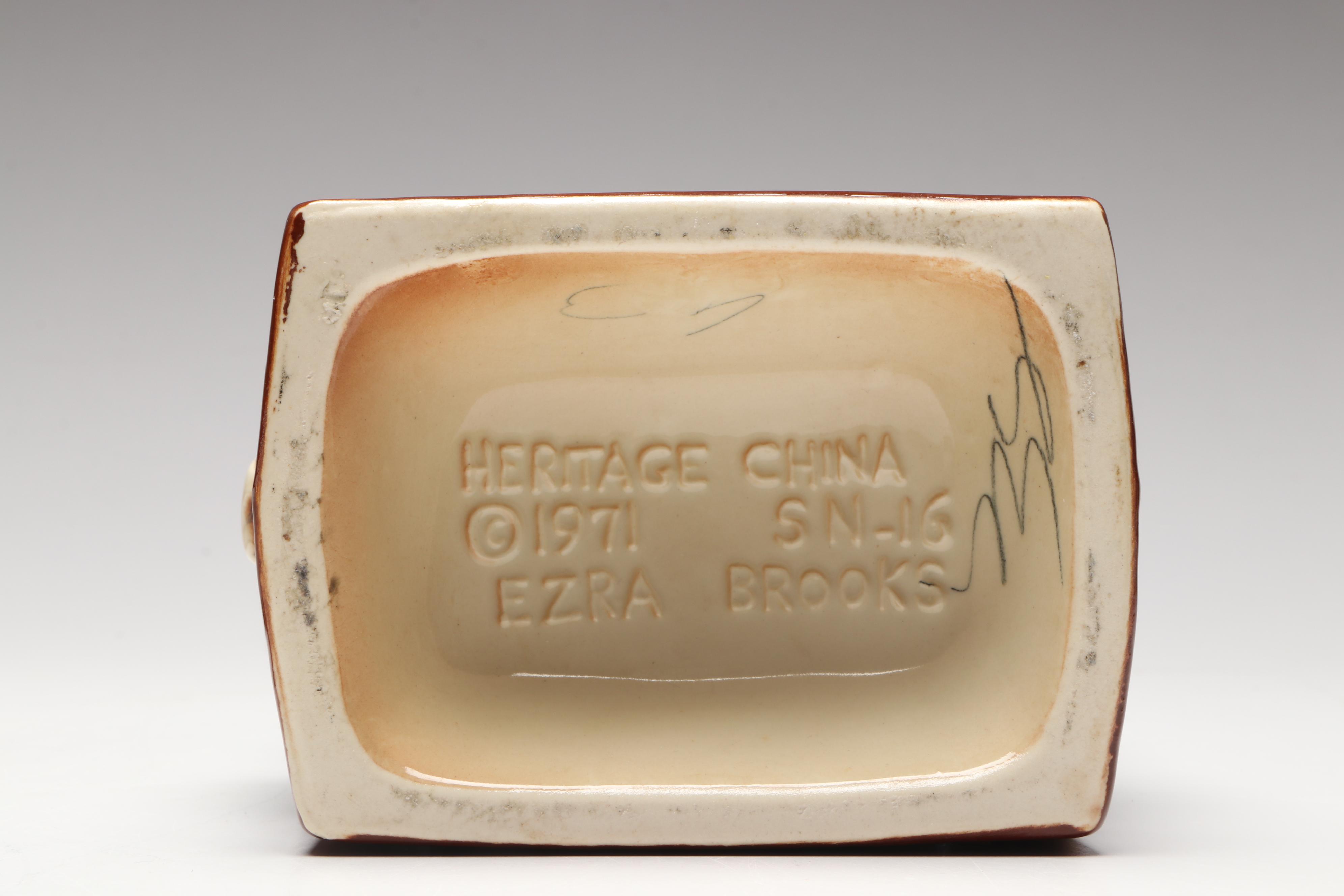 Ezra Brooks Sailor and French Cognac Godet Anchor Gilt Ceramic Decanters