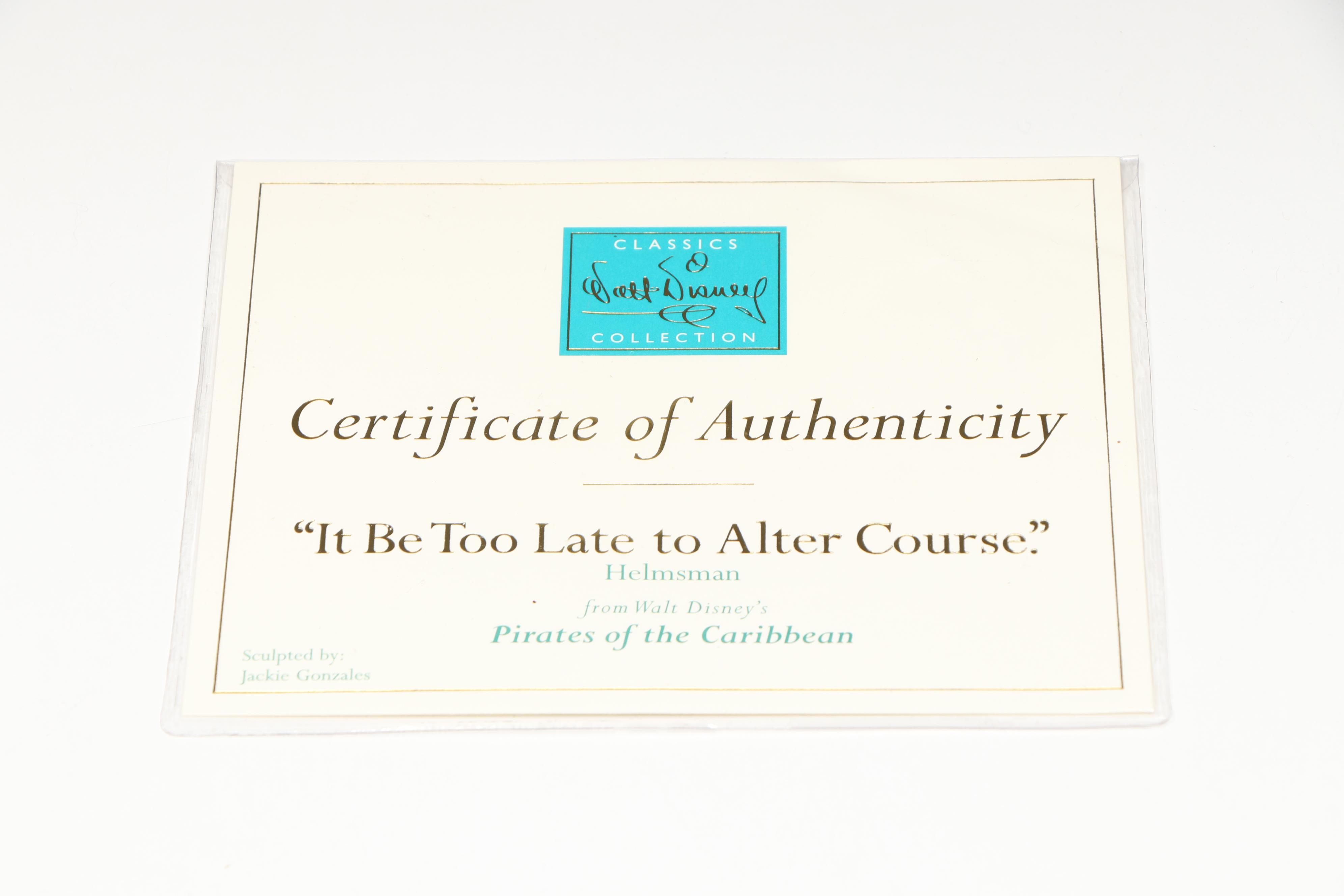 Disney Pirates of the Caribbean "It Be Too Late to Alter Course" Signed Figurine