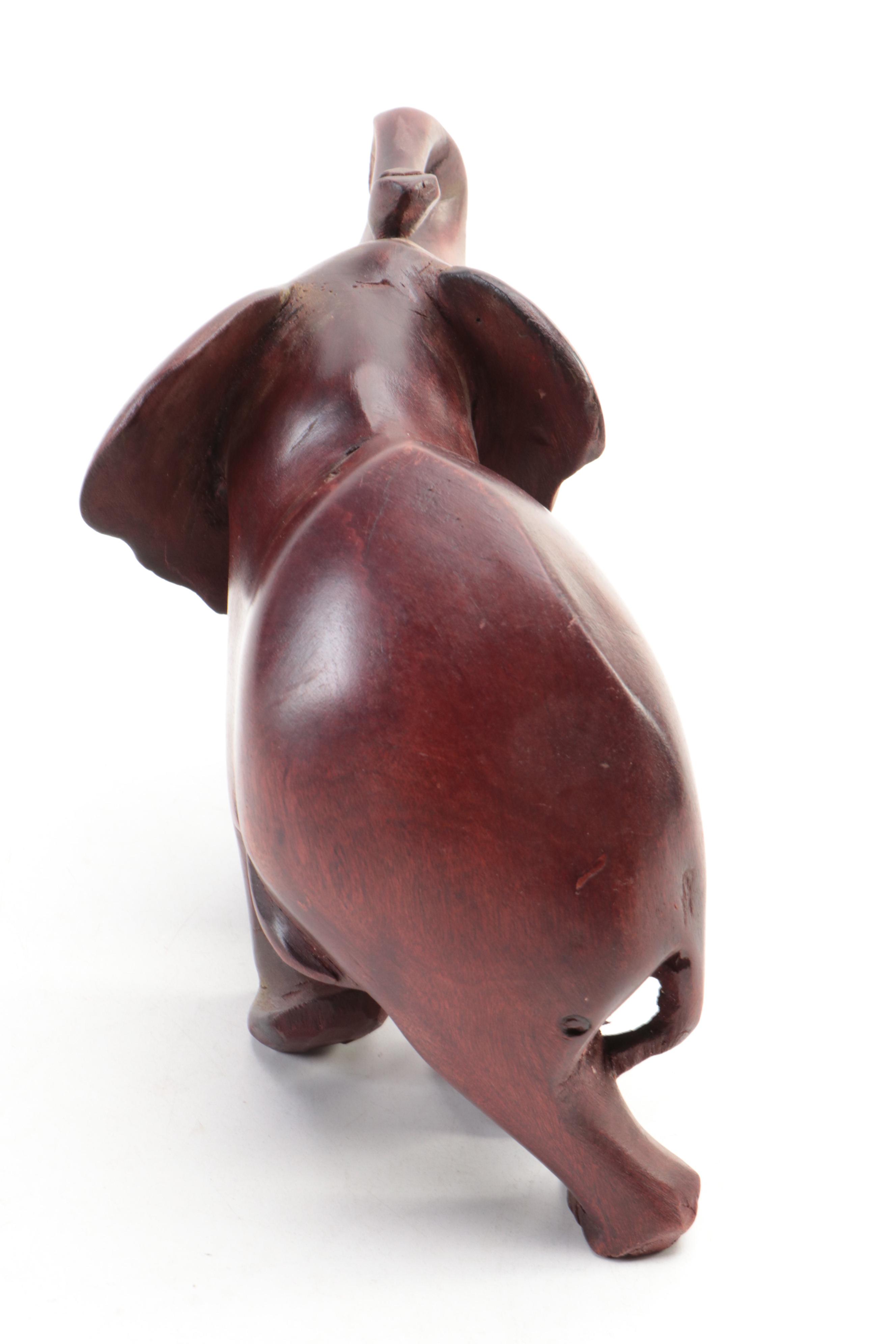 Handmade Carved Wood Elephant Figures