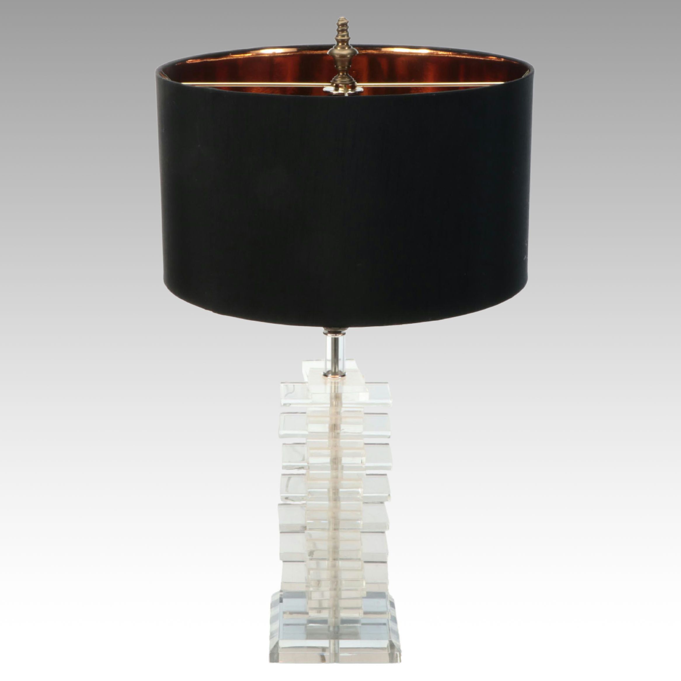 Stacked Acrylic Table Lamp with Uttermost Foil Lined Shade