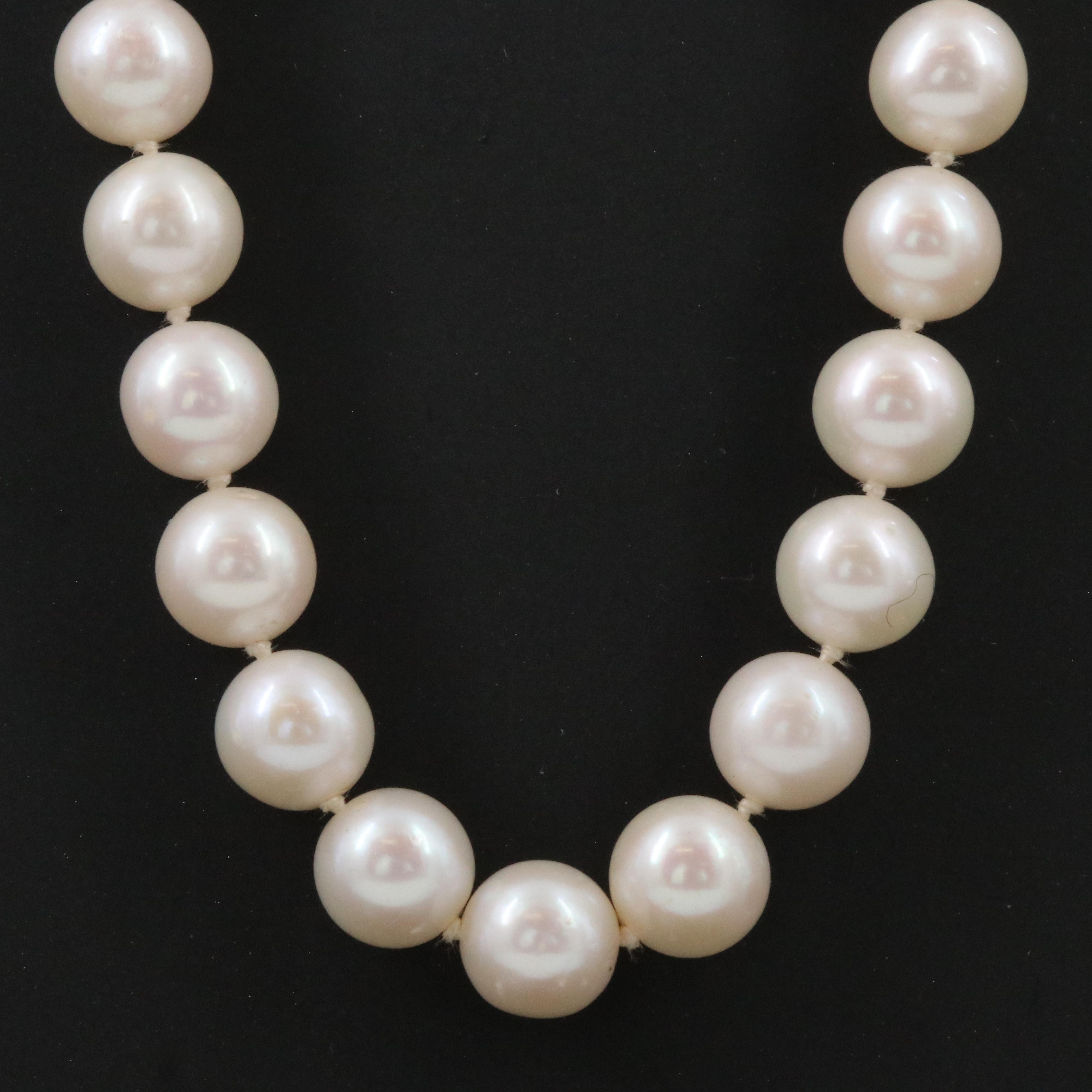 Pearl Necklace with 14K Shell Clasp