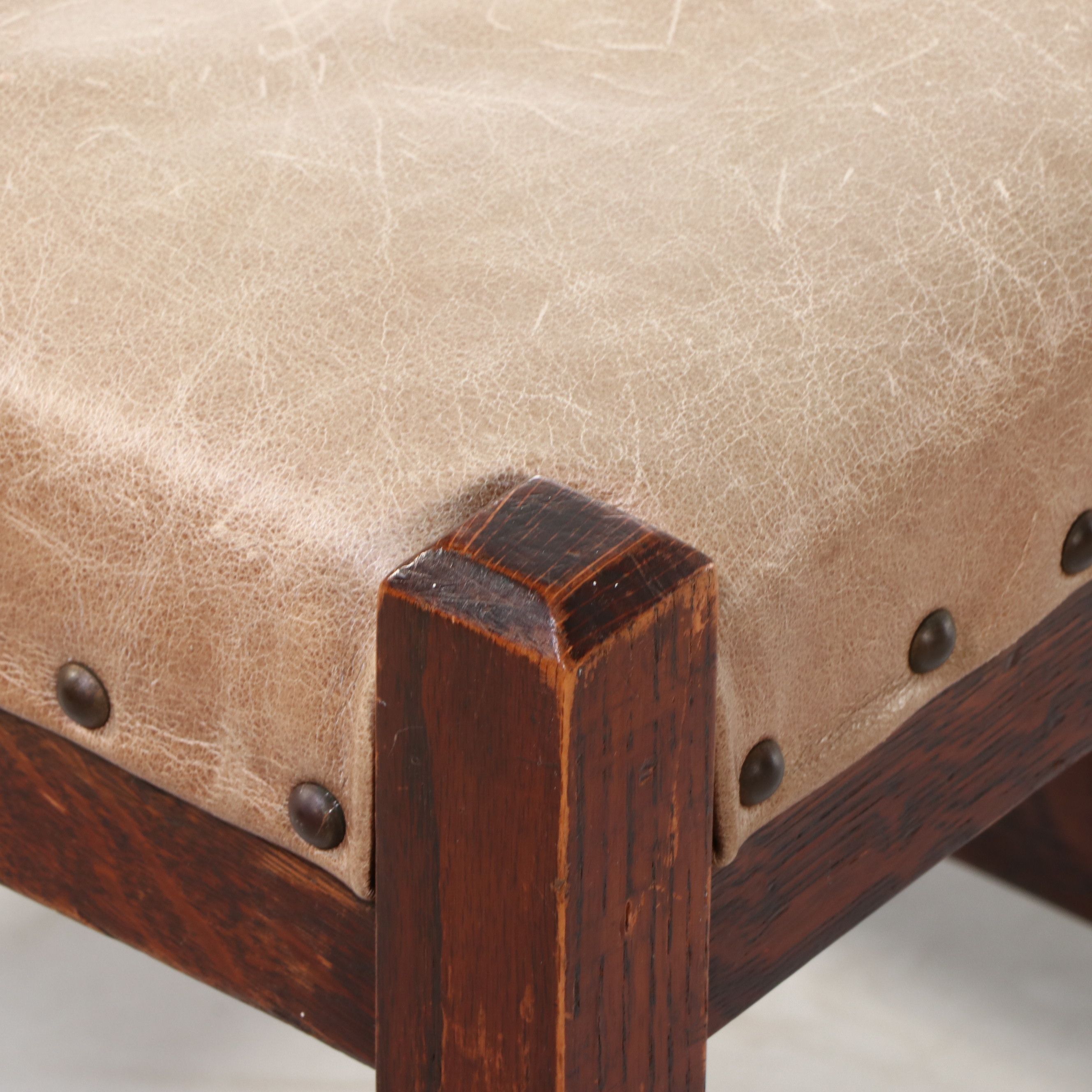American Craftsman Style Oak Footstool, 20th Century