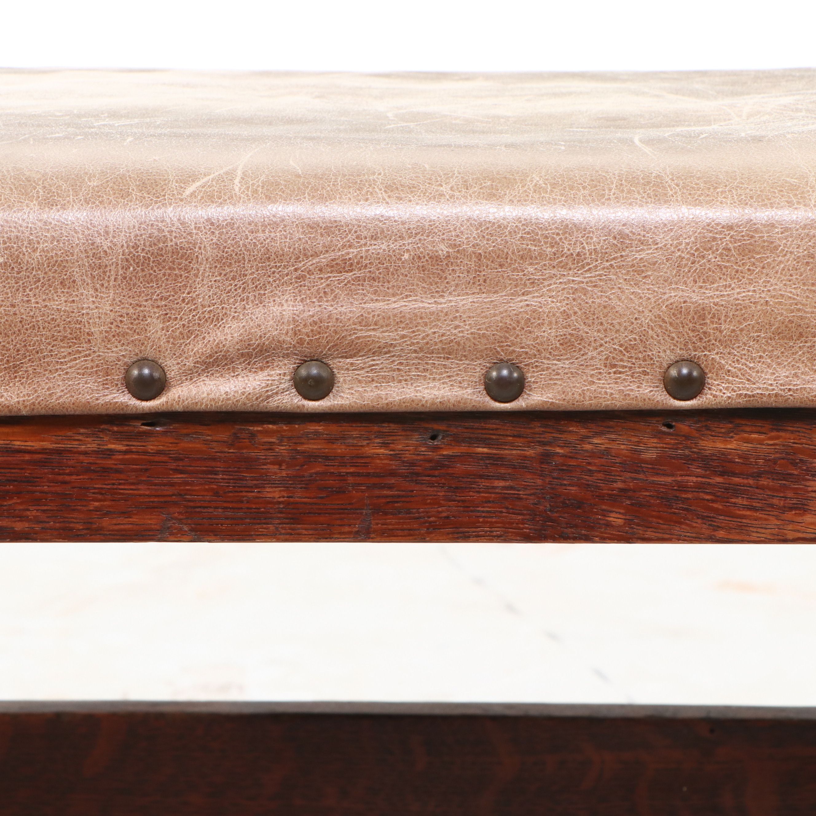 American Craftsman Style Oak Footstool, 20th Century