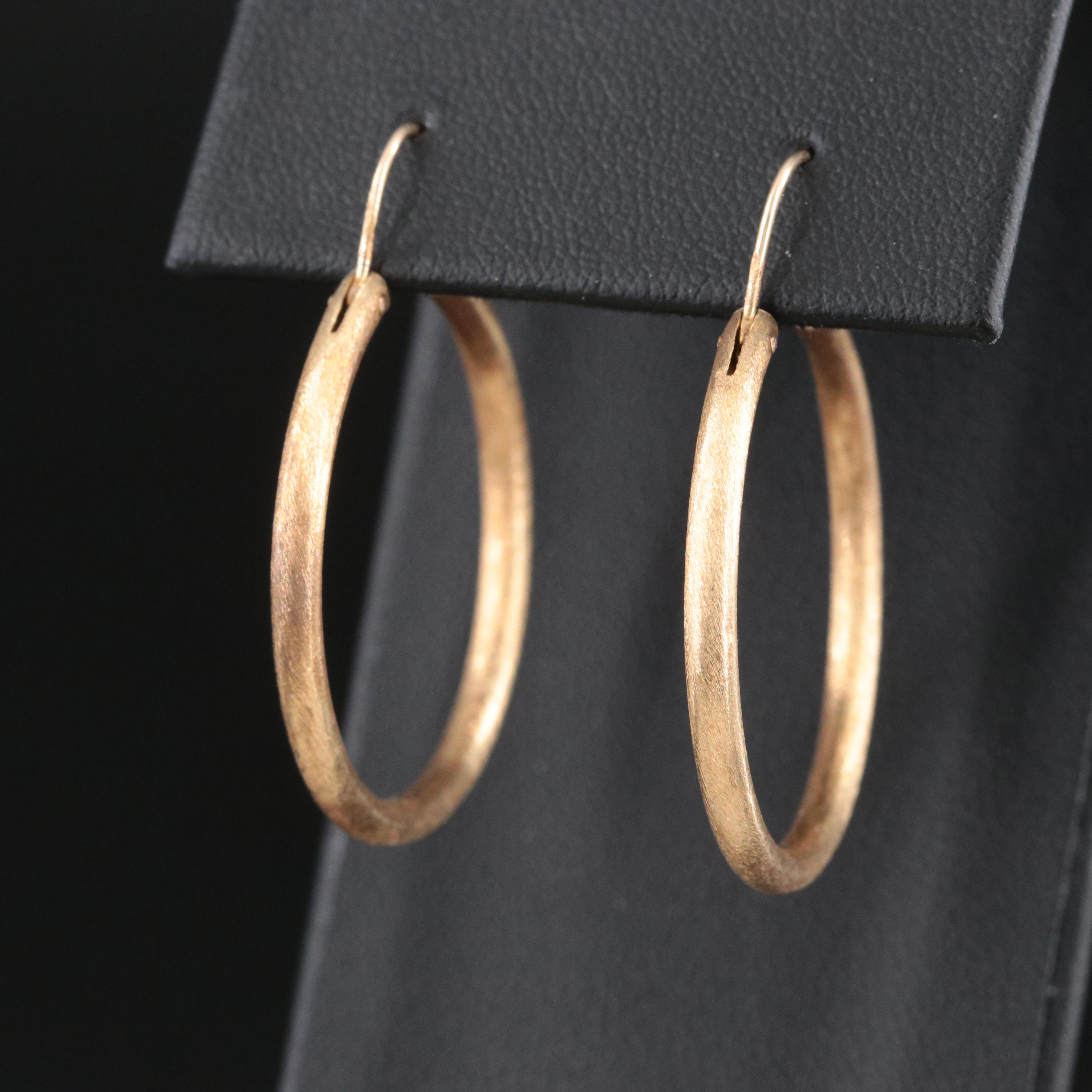 14K Hoops with Brush Finish