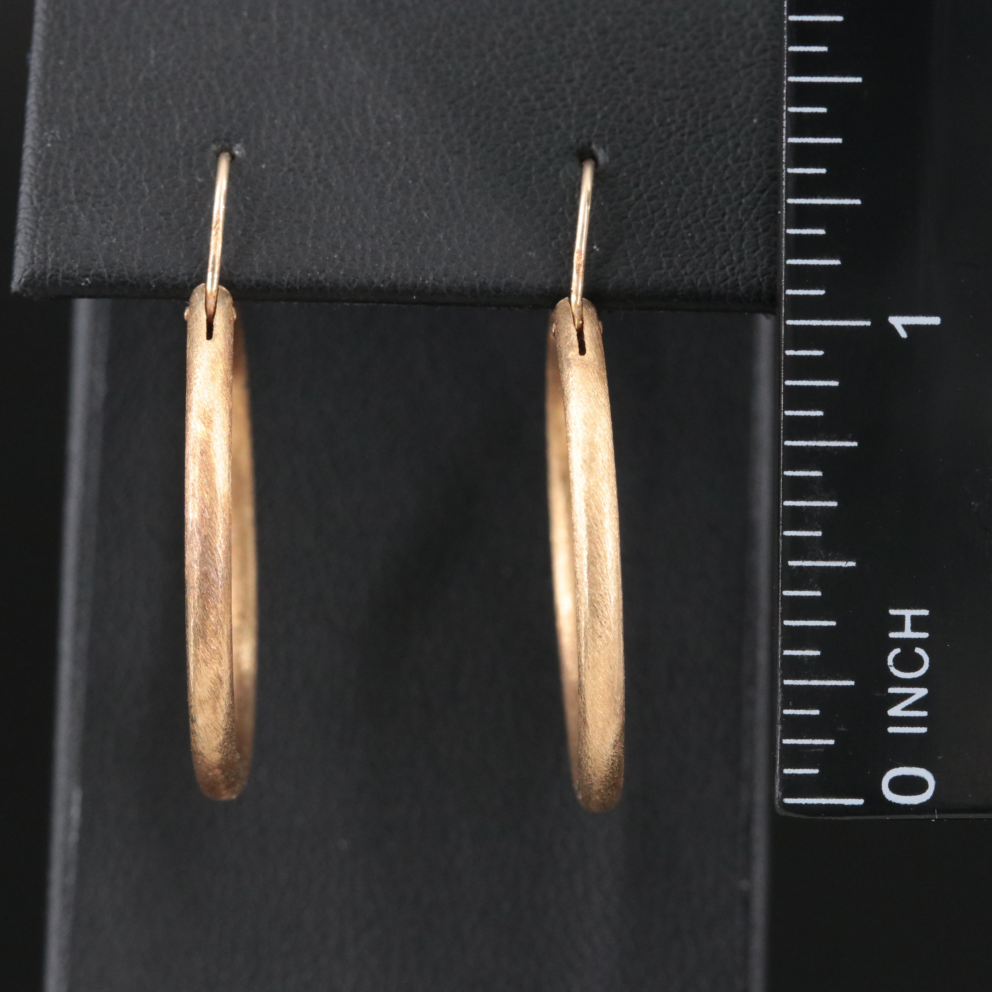 14K Hoops with Brush Finish