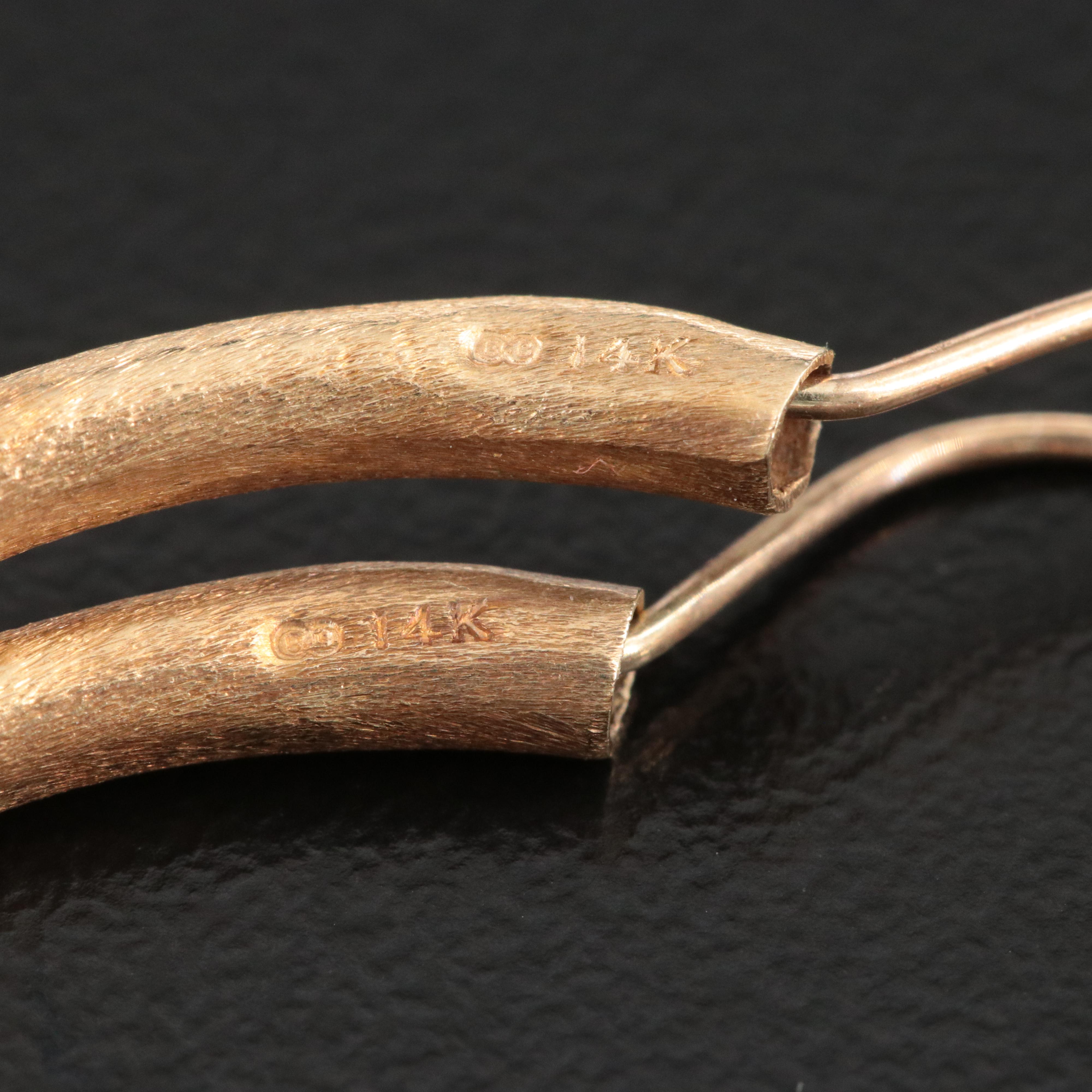 14K Hoops with Brush Finish
