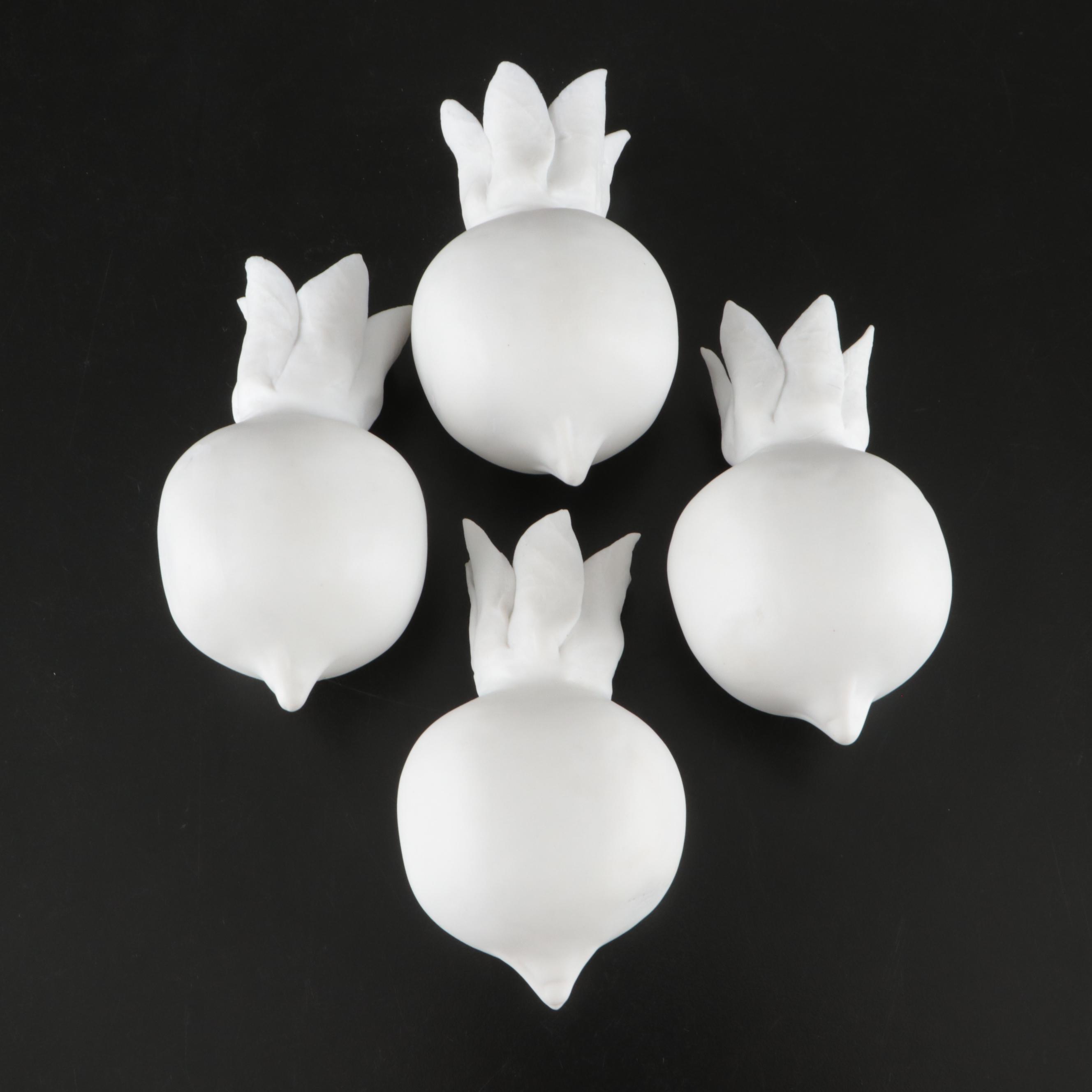 Anthropologie Textured Bone China Sea Urchin Vase with Ceramic Pomegranates