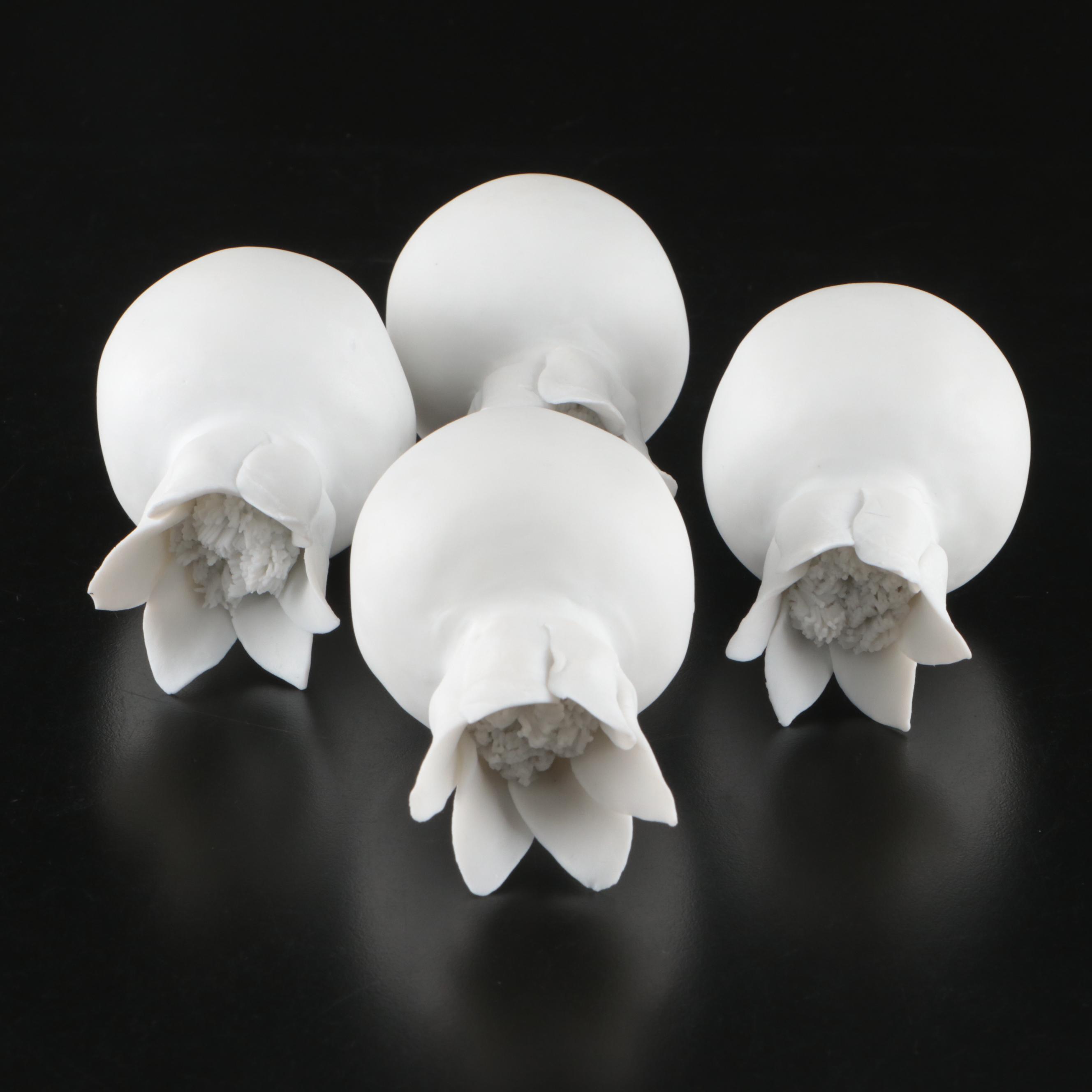 Anthropologie Textured Bone China Sea Urchin Vase with Ceramic Pomegranates